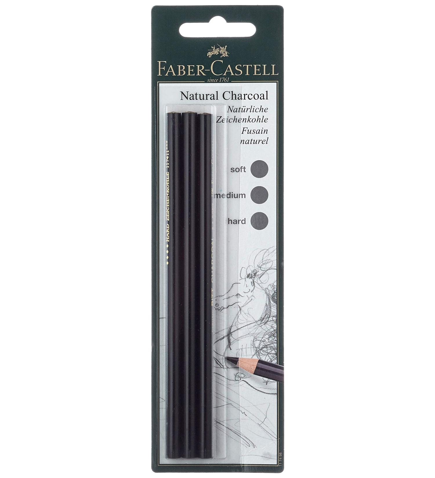 Faber-Castell Pitt Natural Willow Charcoal Pencil Set - Set of 3 - Buy Online on GoSupps.com