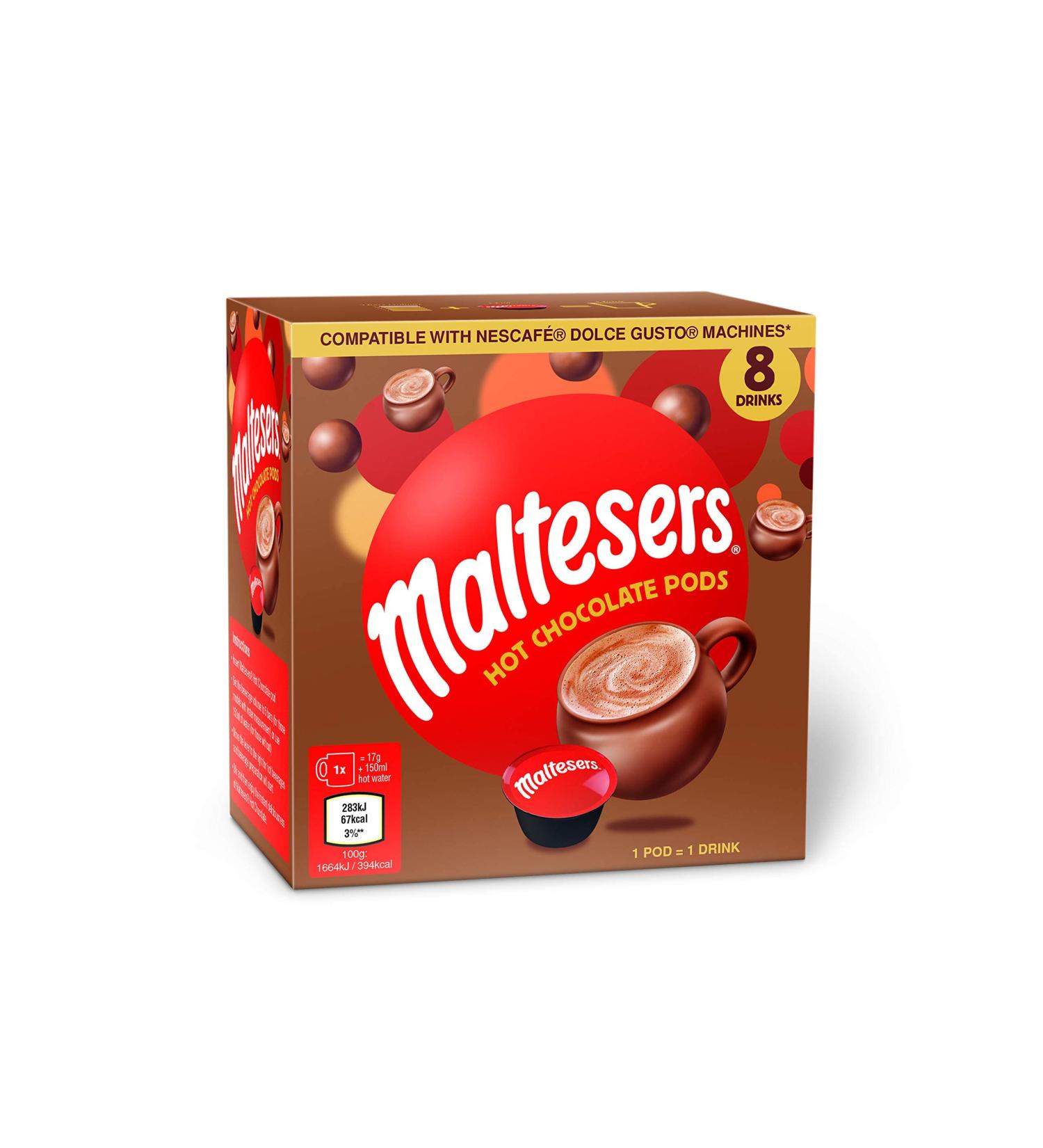 Maltesers Hot Chocolate - Dolce Gusto Compatible Pods - Value Bulk Box 8 Pods