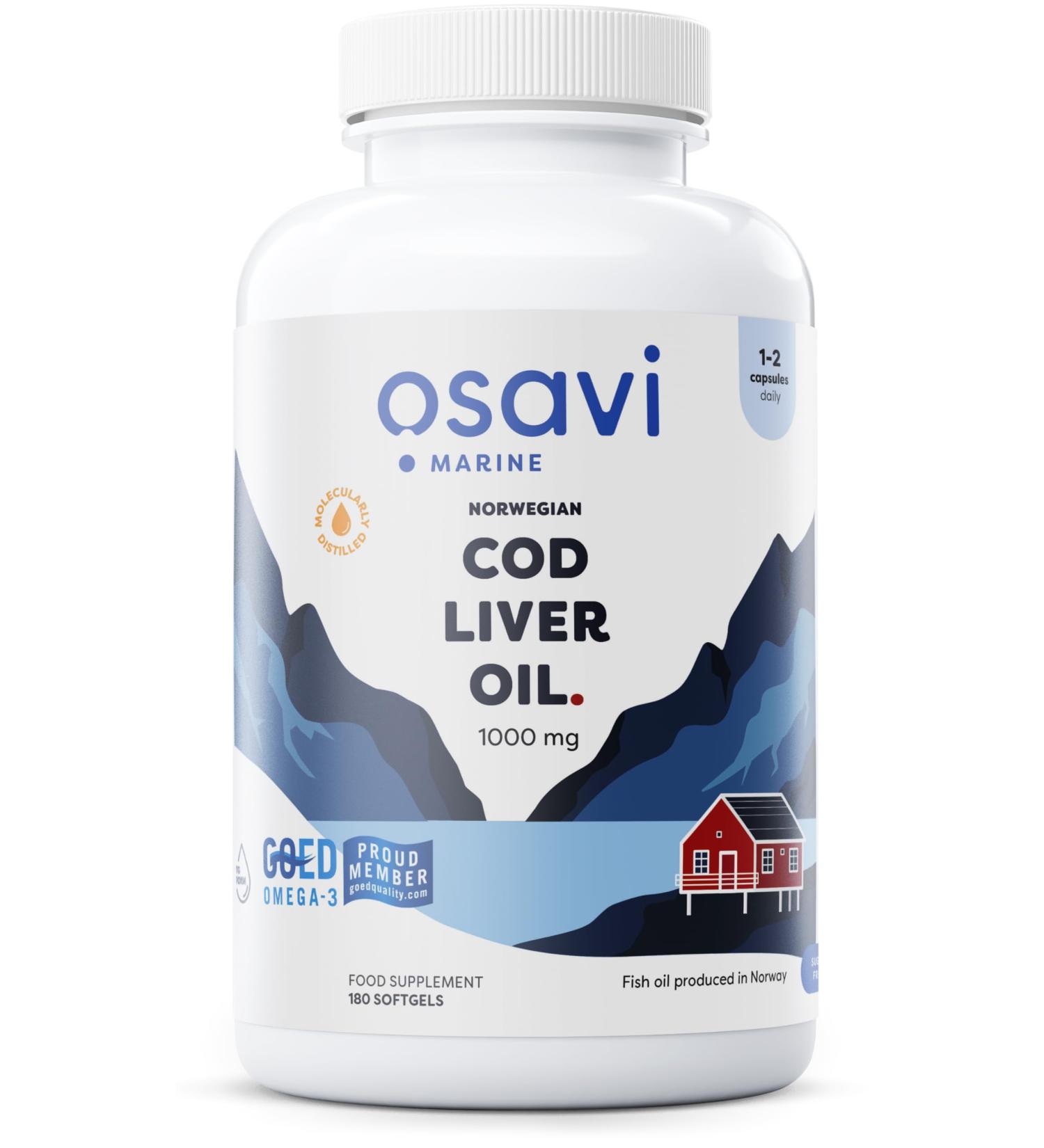 Osavi Norwegian Cod Liver Oil Softgels 1000mg (Lemon) - 180 softgels - Buy Online on GoSupps.com