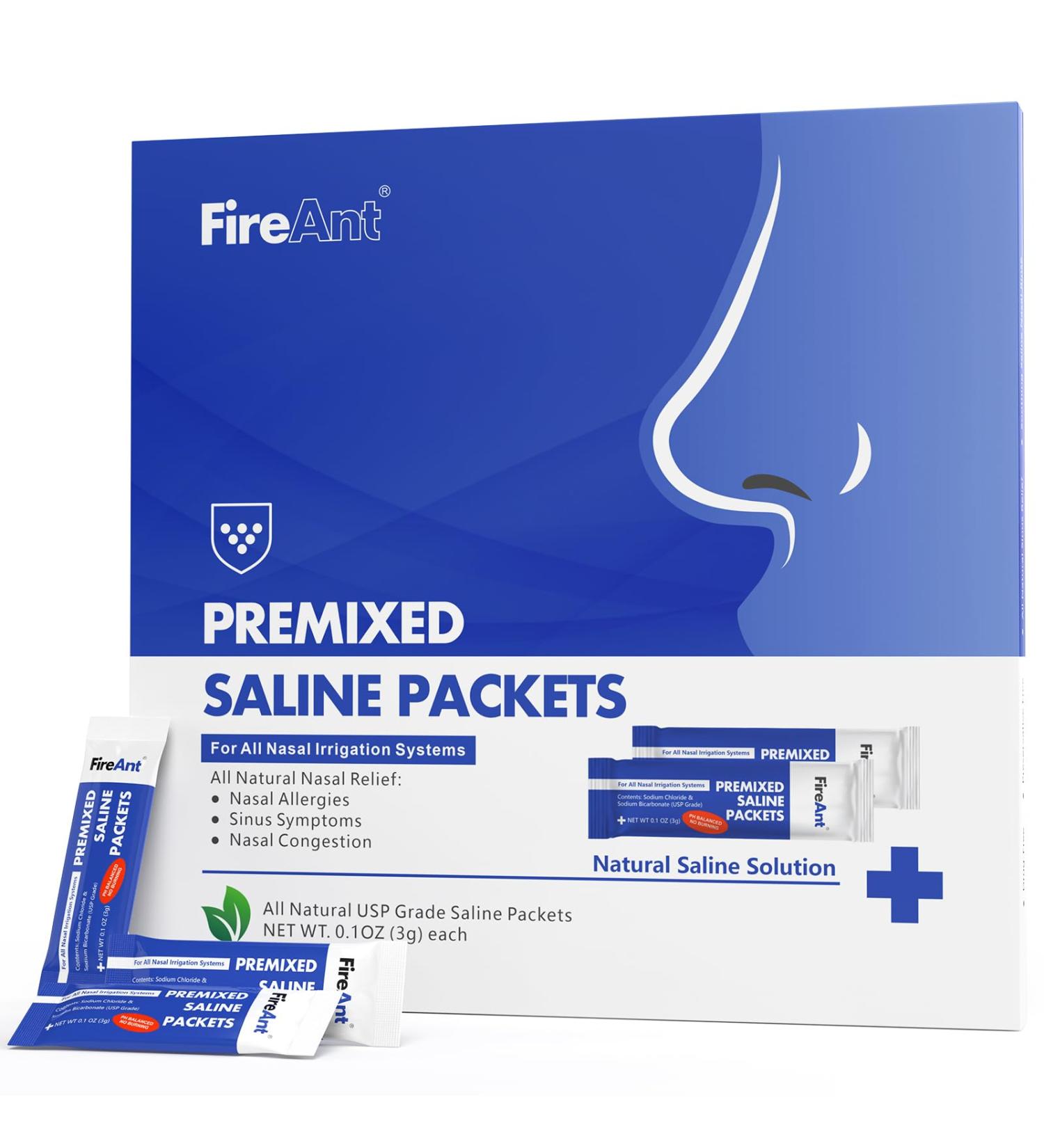 FireAnt Saline Packets for Sinus Rinse 100 Premixed Neti Pot Salt Packet for Nasal Rinse Sinus Rinse Packets for Nasal Irrigation System PH Balanced - Slate Blue Cobalt - Buy Online on GoSupps.com