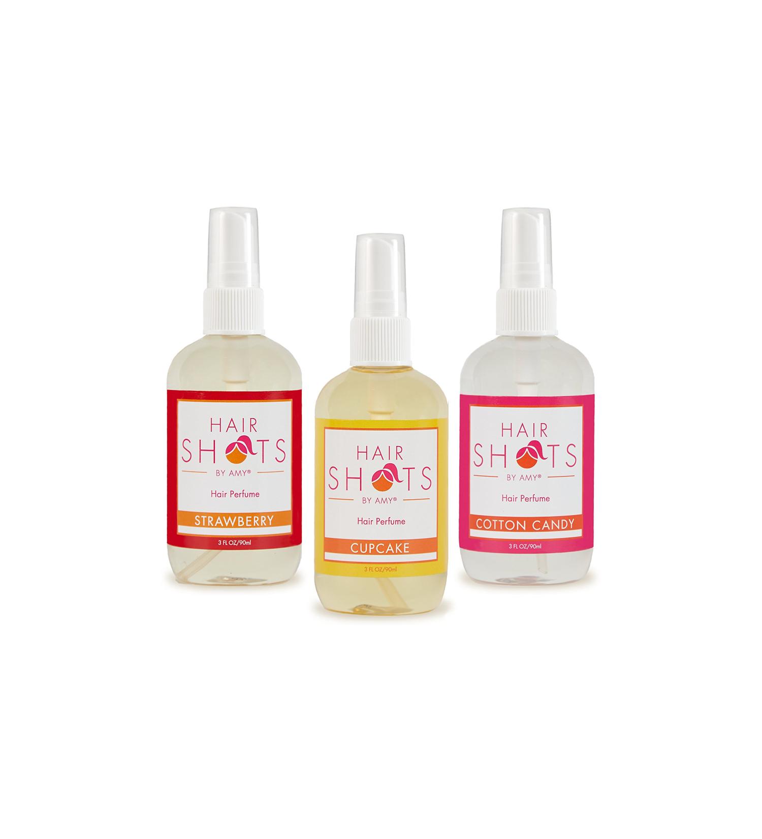 Hair Shots Heat Activated Hair Fragrance Sugar Crush Bundle 3 Items: Strawberry, Cupcake, Cotton Candy
