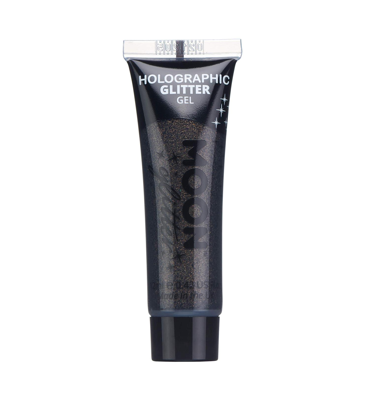 Holographic Black Glitter Gel by Moon Glitter - Cosmetic Festival Face & Body Paint - 12ml - Buy Online on GoSupps.com