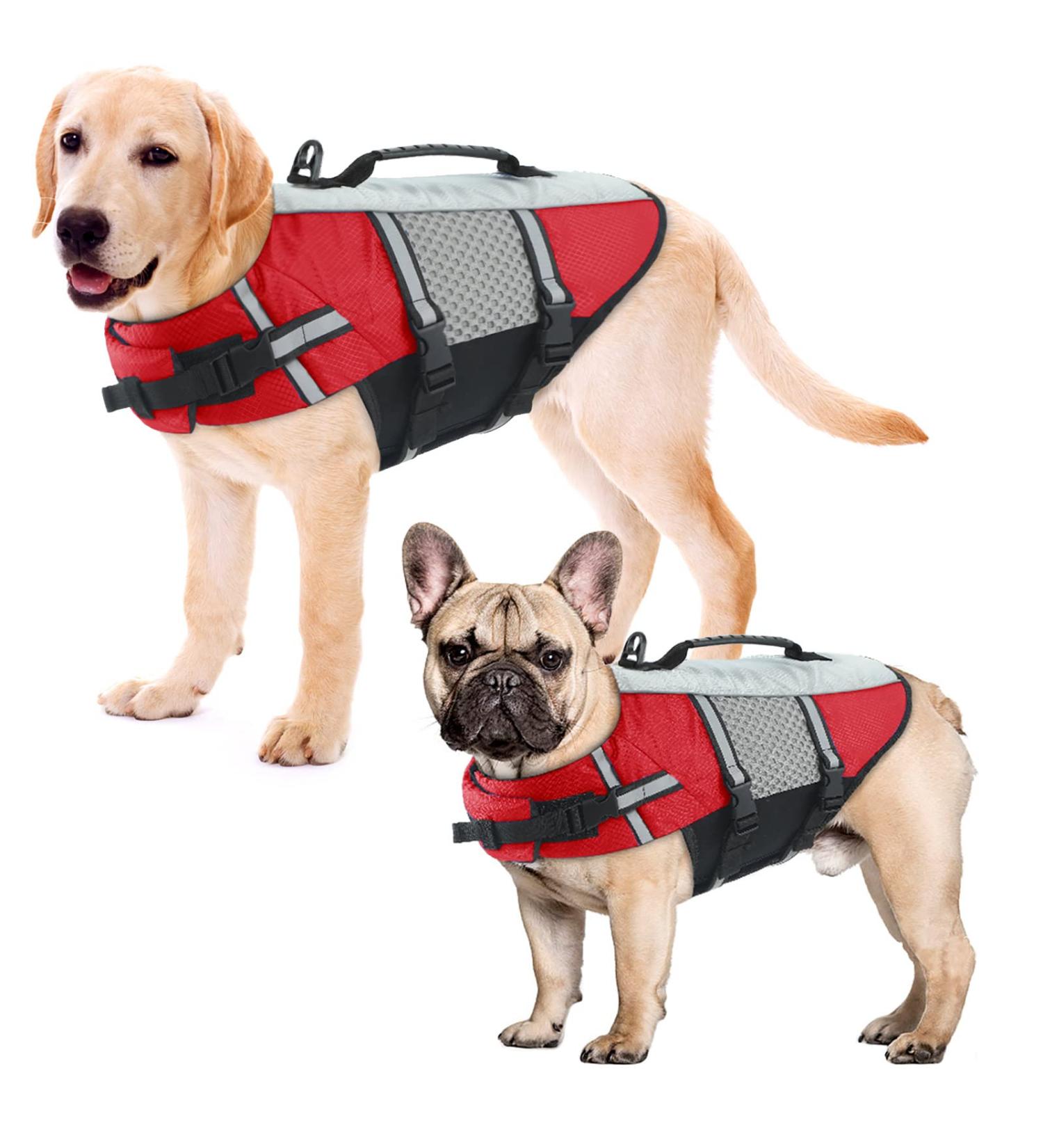 Alagirls Adjustable Dog Lifesaver Vest | Reflective Safety Life Jacket for Dogs | XXL (78-88cm Chest) - Red - Buy Online on GoSupps.com