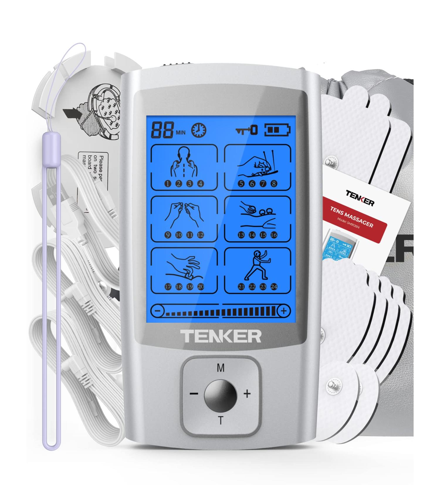 TENKER TENS EMS Unit Muscle Stimulator 24 Modes | Pain Relief & Muscle Strength | Rechargeable Pulse Massager - Buy Online on GoSupps.com