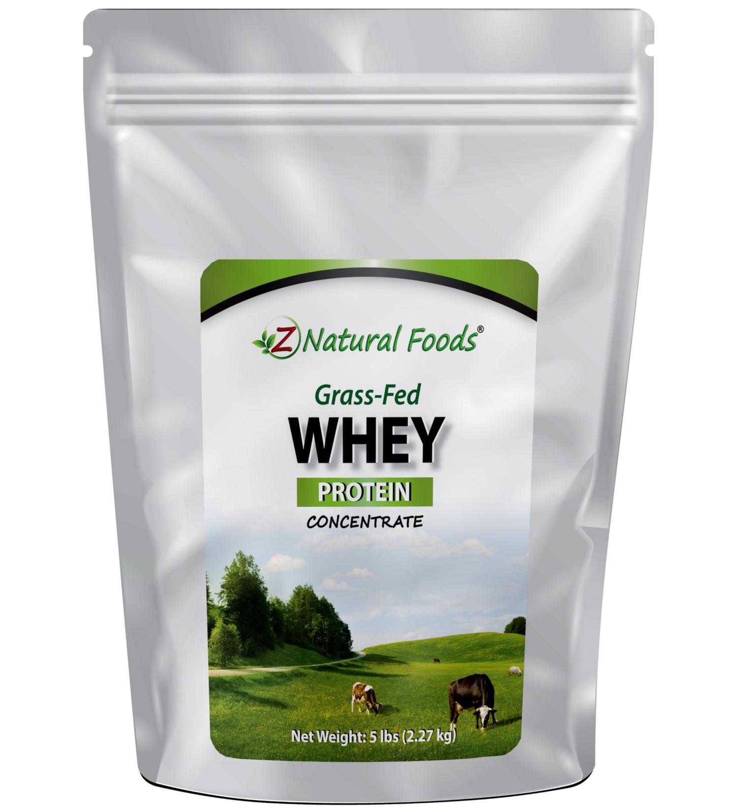 Z Natural Foods Grass-Fed Whey Protein Powder - 100% Pure Unflavoured Undenatured Gluten-Free Non-GMO Kosher - 5 lbs from New Zealand - Buy Online on GoSupps.com