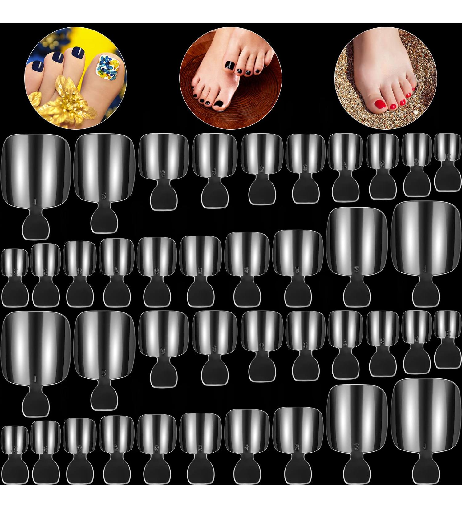 1000 Pcs Clear False Toenails - Full Cover French Acrylic Fake Toenail Tips for Manicure Salons and DIY Foot Decoration - Buy Online on GoSupps.com