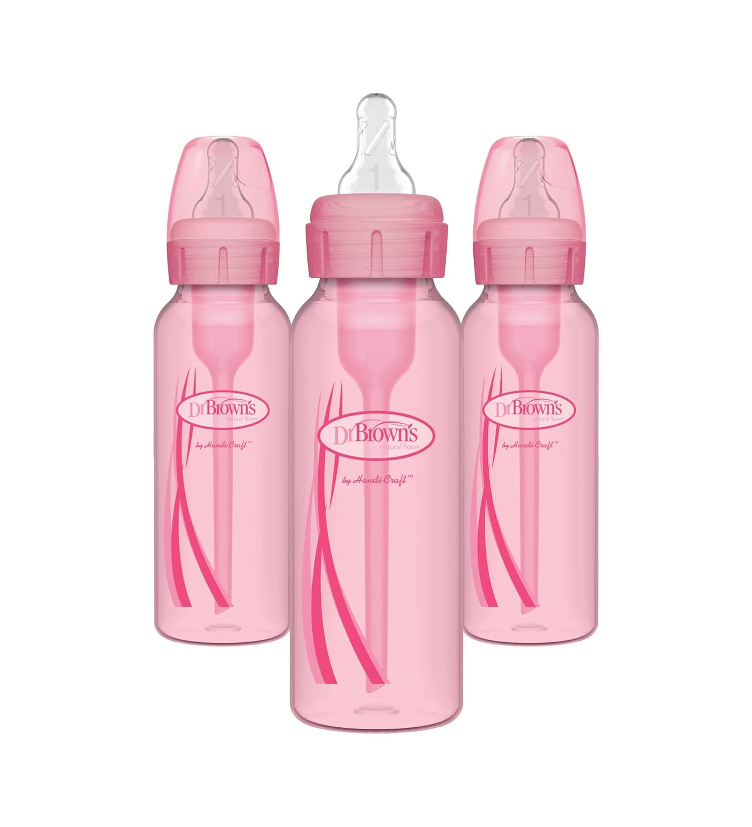 Dr. Brown's Narrow Baby Bottles - Pack of 3 - Pink - 8 Oz. - Buy Online on GoSupps.com