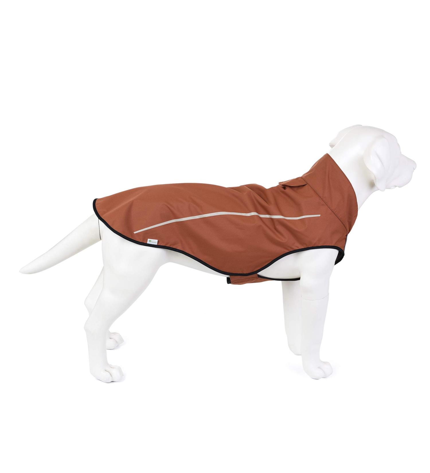 Mile High Life Adjustable Waterproof Pet Jacket - Large Brown Raincoat with Reflective Strip for Easy Entry - Buy Online on GoSupps.com