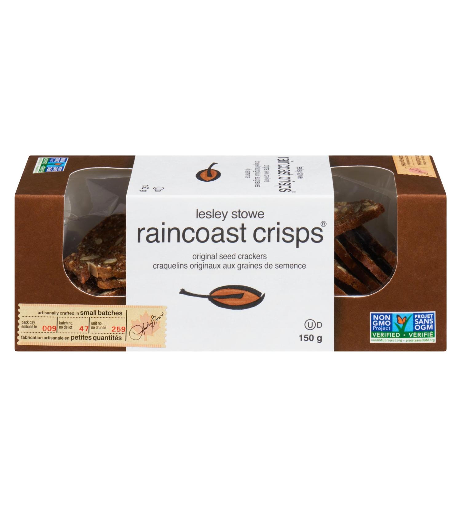 Lesley Stowe Raincoast Crisps Original Crackers (Pack of 12) - Artisanal Crackers Charcuterie Crackers Baked in Small Batches Non-GMO Kosher Certified 12 x 150g Original 150 g (Pack of 12) - Buy Online on GoSupps.com