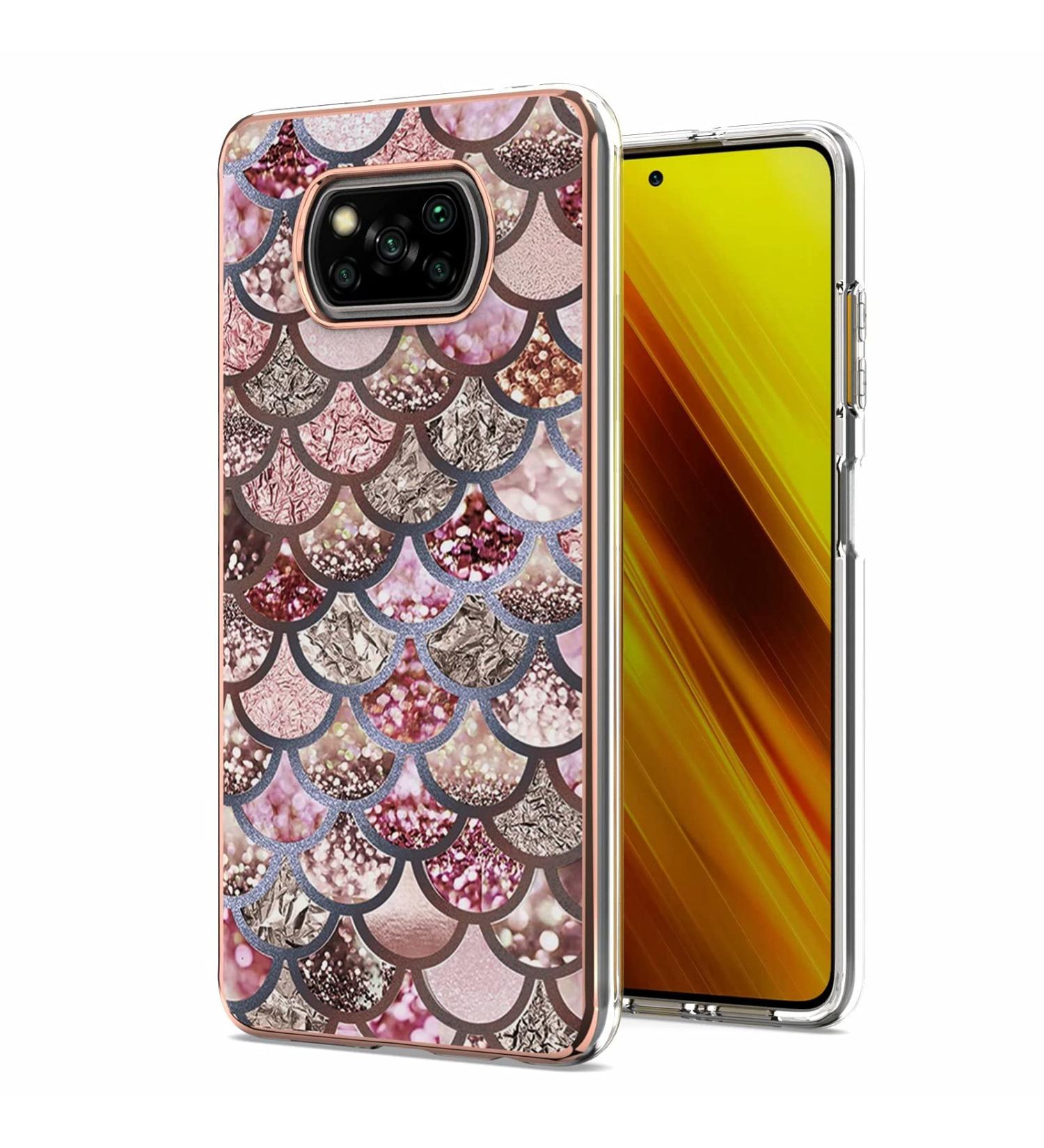 Miago Slim Marble Case for Xiaomi Poco X3 NFC | TPU Bumper Protective Cover | Rose Scale Design - Buy Online on GoSupps.com