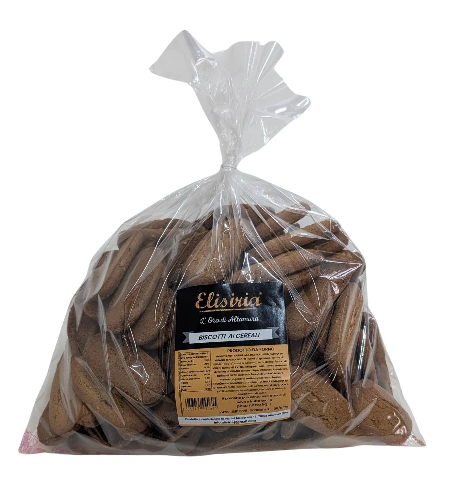  Elisiria MADE IN ITALY Elisiria - Artisanal Cereal Biscuits - 1 kg Pack - Dry biscuits perfect for breakfast and snacks made in Italy - Buy Online on GoSupps.com