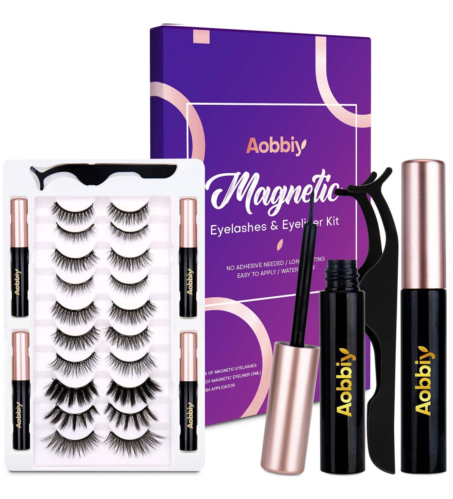 25 Piece Set: 10 Pair Magnetic Eyelashes, 4 Eyeliners, 1 Application Tool - Strong Hold, Easy to Apply, Realistic & Soft - Buy Online on GoSupps.com