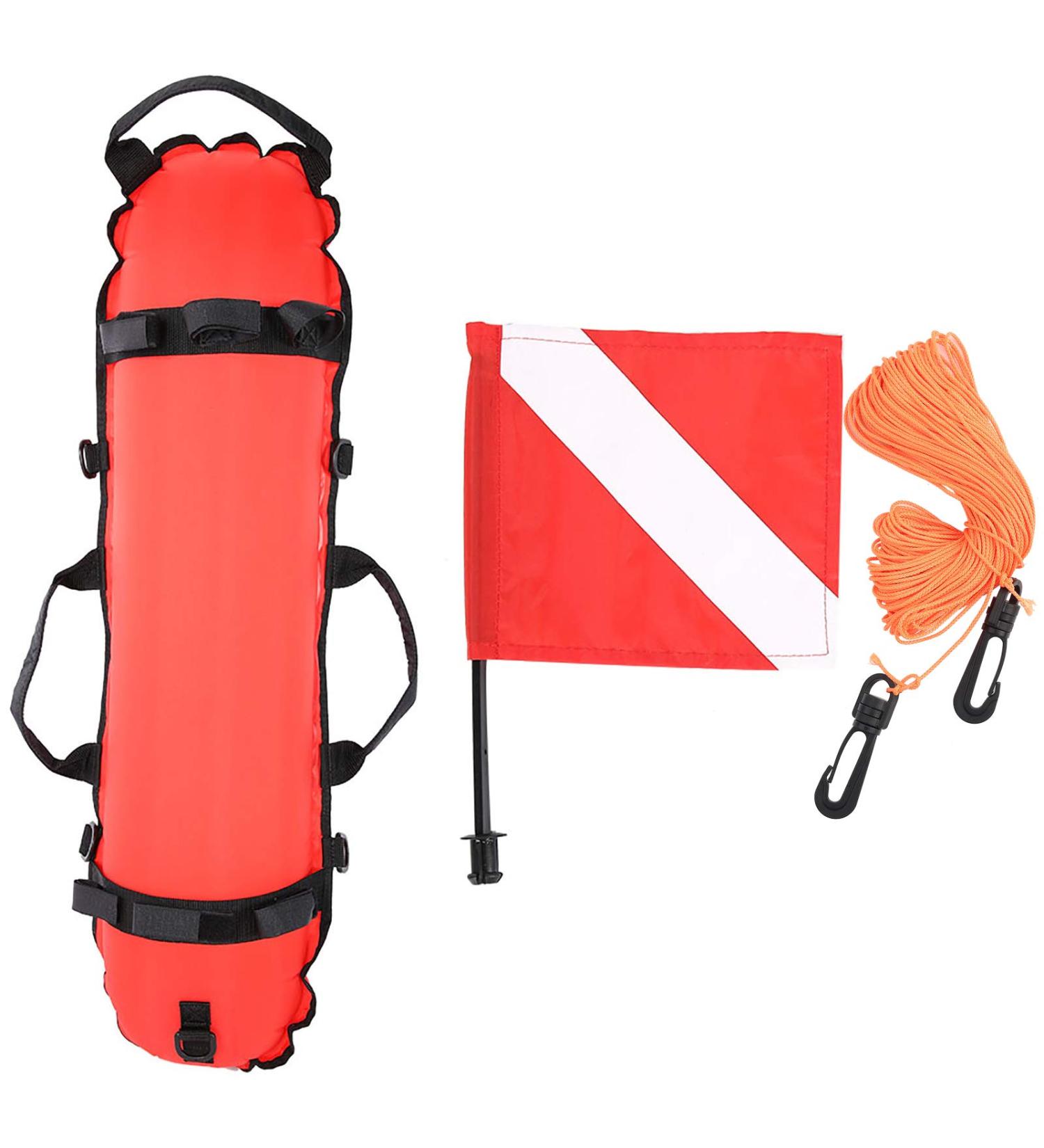 Diving Inflation Torpedo Buoy Float Ball with Flag and Rope - 2 Plastic Buckles Included - Buy Online on GoSupps.com