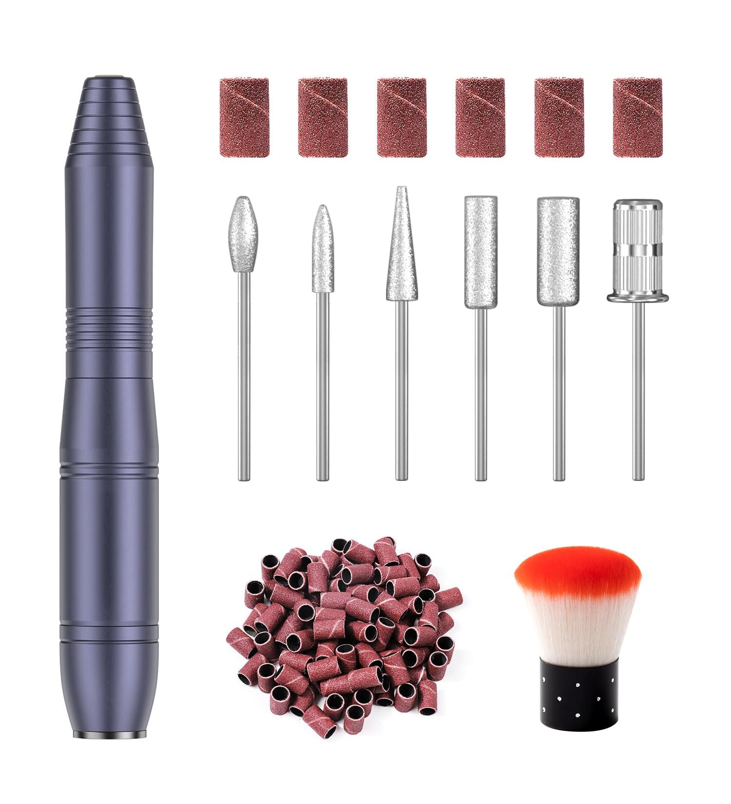 Professional Electric Nail File Kit for Manicure & Pedicure Acrylic Nail Drill with Bits Bands & Brush | Must-Have for Nail Techs Grey - Buy Online on GoSupps.com