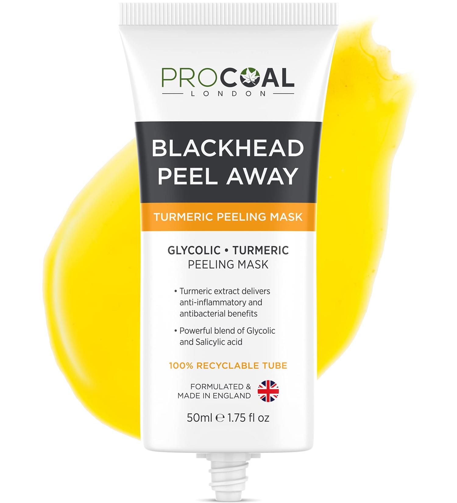 Procoal Blackhead Remover Mask with Glycolic & Turmeric | Peel Off Face Mask for Blackheads | UK Made | Non-irritating Formula | Eco-friendly Packaging - Buy Online on GoSupps.com