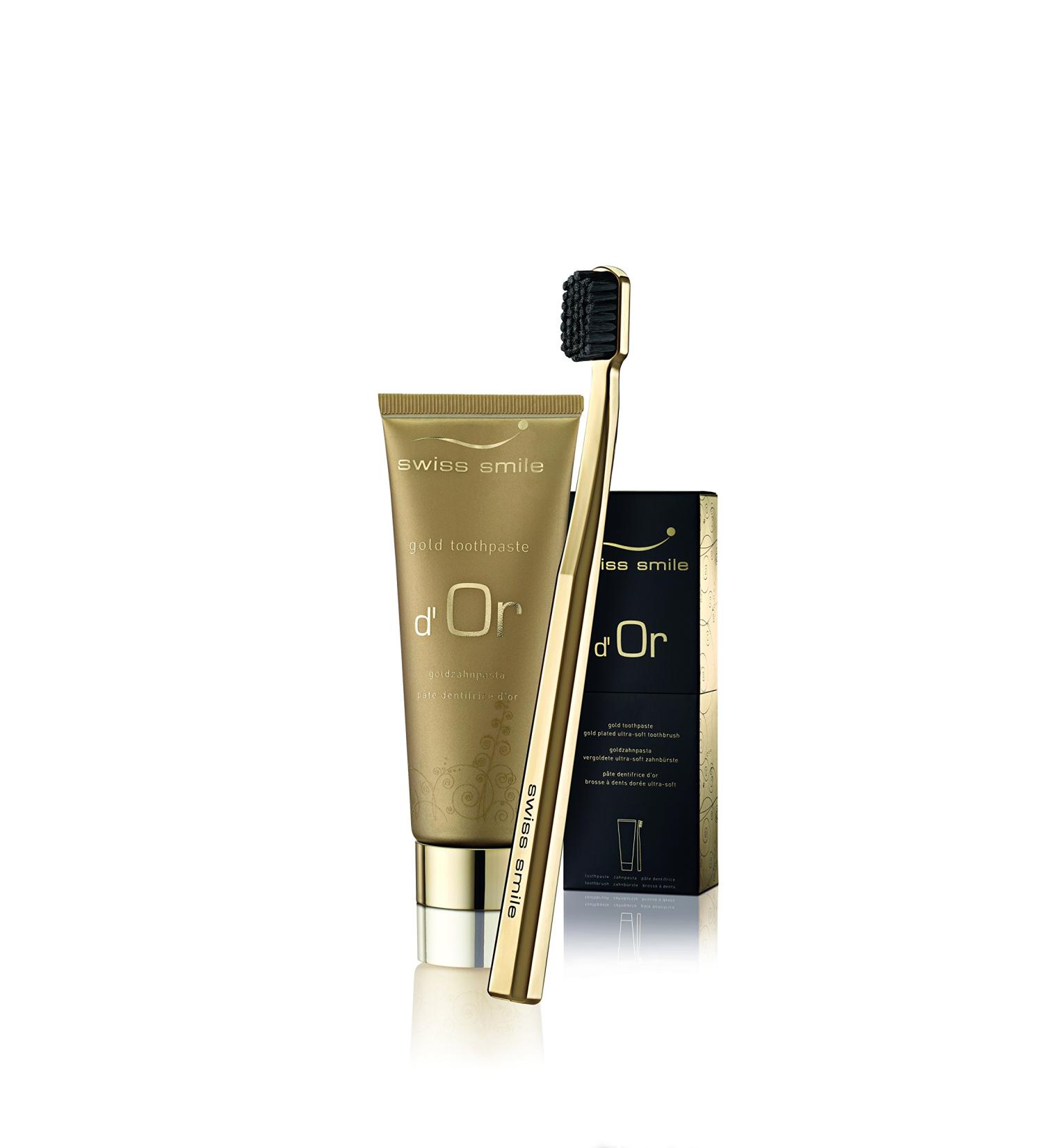 Swiss Smile dOr Set: Premium Toothpaste & Toothbrush (75ml) - Elevate Your Oral Care | International Shipping Available - Buy Online on GoSupps.com
