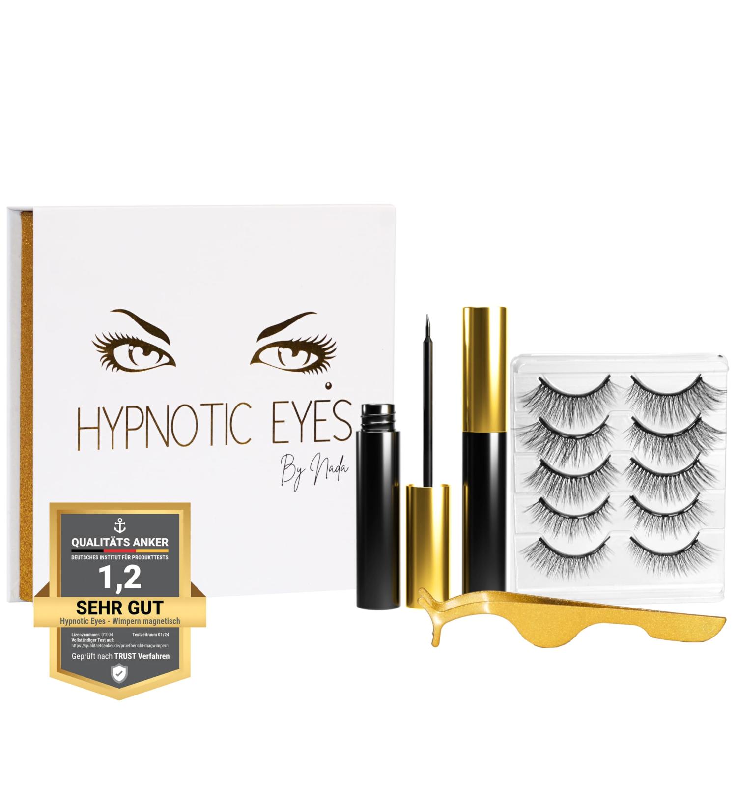 Shop Hypnotic Eyes Magnetic Eyelashes Set - 5 Pairs 3D Natural Look with Eyeliner & Pliers | Reusable Handmade Beauty - Buy Online on GoSupps.com