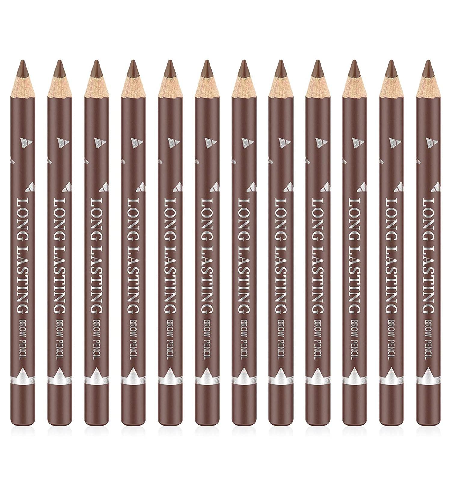 Go Ho 12 PCS Waterproof Eyebrow Pencils - Long-lasting Medium Brown Brow Tint Makeup Pen - Buy Online on GoSupps.com