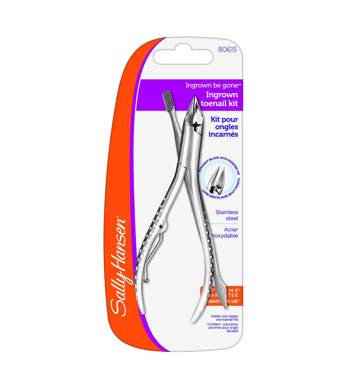 Sally Hansen Beauty Tools  Ingrown Be Gone-Ingrown Toenail Nipper Kit  Pack of 1  Cuticle Nipper  Nail Nipper  Nail File  Cuticle Clipper  Straight Blade  Pointed End