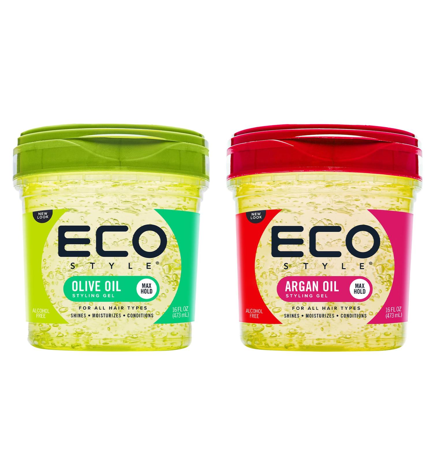 Eco Style Styling Gel Set 1 Olive Oil 473ml 1 Argan Oil 473ml Moisturizing & Styling (1pc) - Buy Online on GoSupps.com