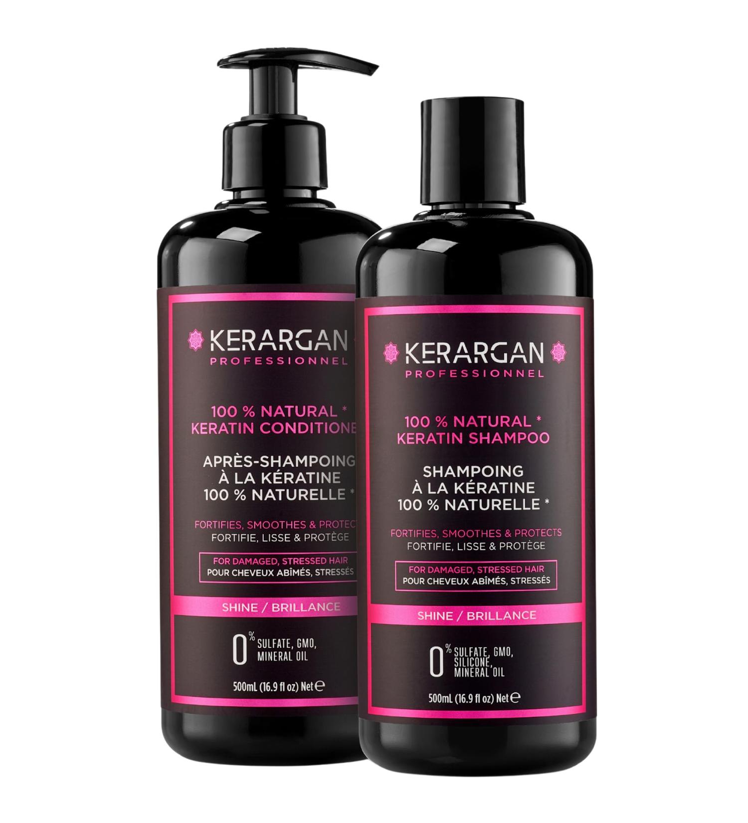 Kerargan Ultra Repairing Keratin Shampoo & Conditioner Duo - Strengthen & Smooth Damaged Hair - Sulfate-Free Non-GMO Silicone-Free - 2x16.9 Fl oz - Buy Online on GoSupps.com
