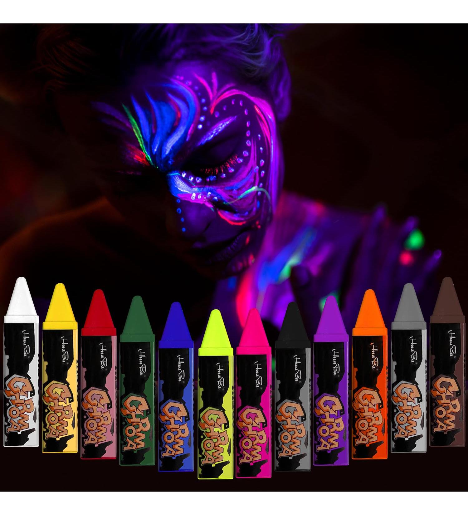 Buy Nebulaglam 12 Colors UV Body Painting Set - Neon Face Paint for Kids | Perfect for Halloween Fasching & Christmas Celebrations - Buy Online on GoSupps.com