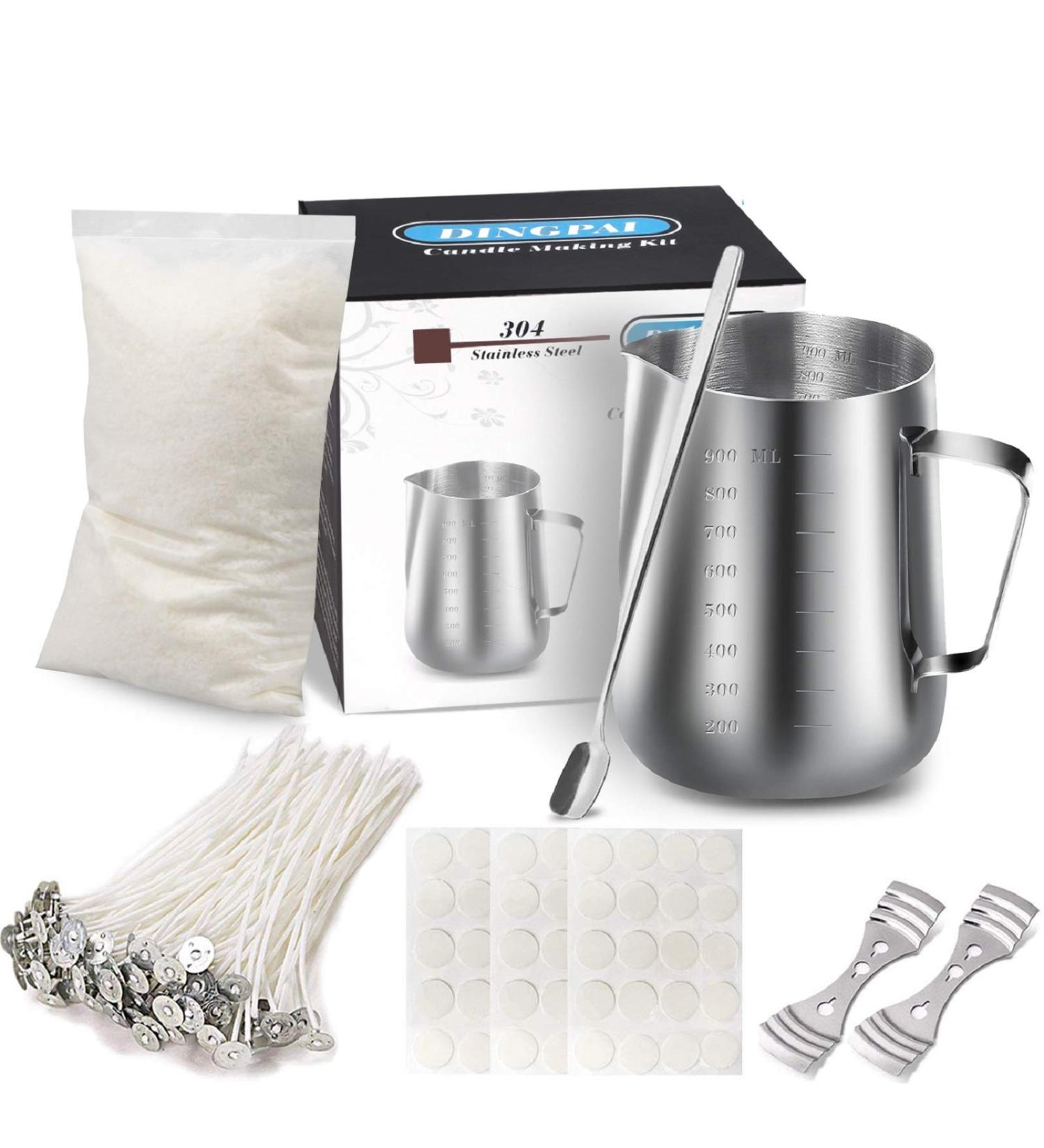 Soy Wax Candle Making Kit with Pouring Pot, Wicks, Holder, and Natural Soy Wax - 31oz - Buy Online on GoSupps.com