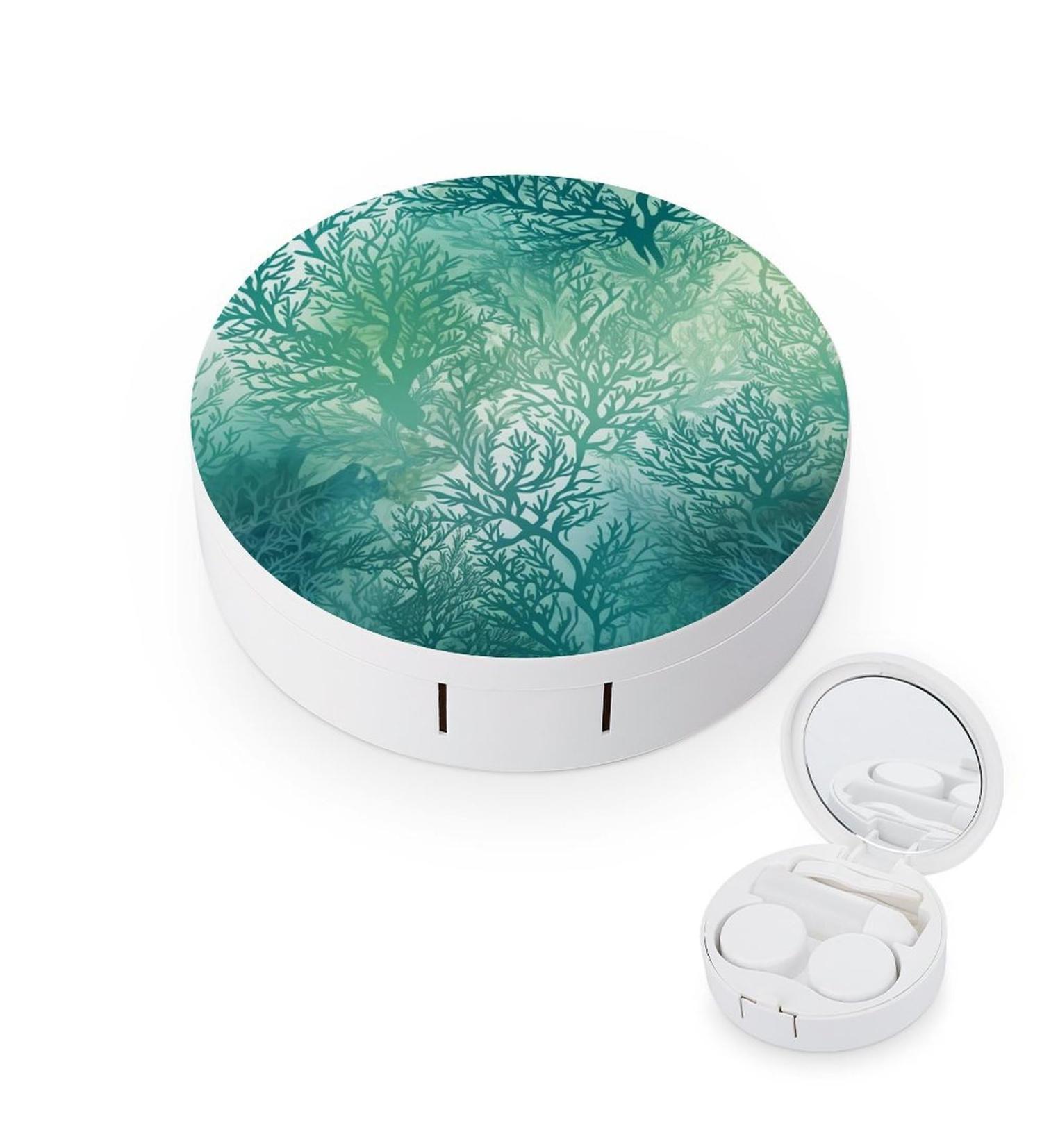 Portable Green Sea Blue Seaweed Contact Lens Case - Ideal Travel Storage Box for Contact Lenses - Buy Online on GoSupps.com