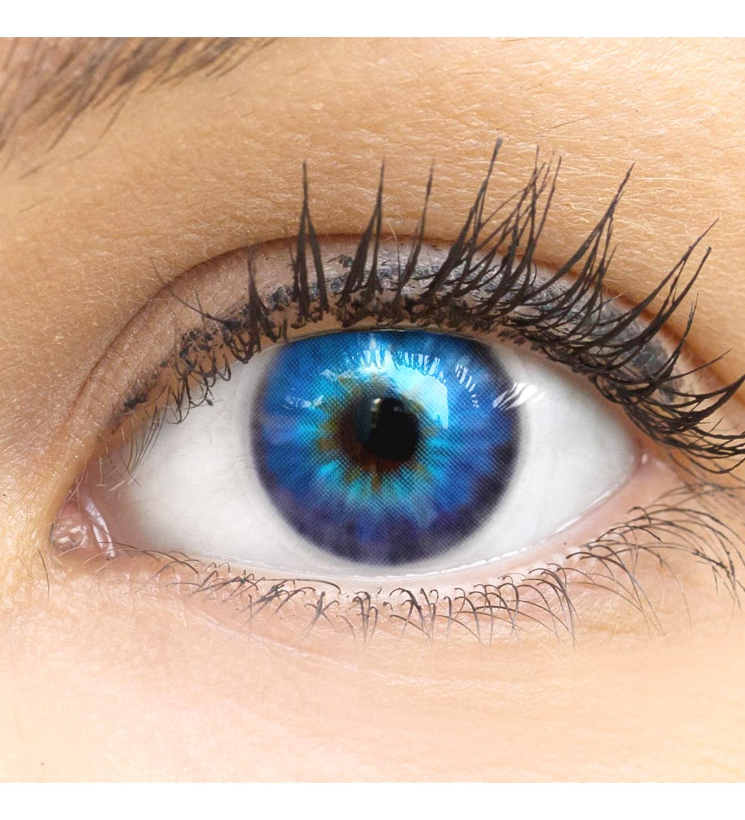 Buy Glamlens Cagliari Blue Colored Contact Lenses - Monthly Soft Hydrogel - 2 Pieces + Lens Container - Natural Blue Color -1.50 Diopters 8.6mm - Buy Online on GoSupps.com