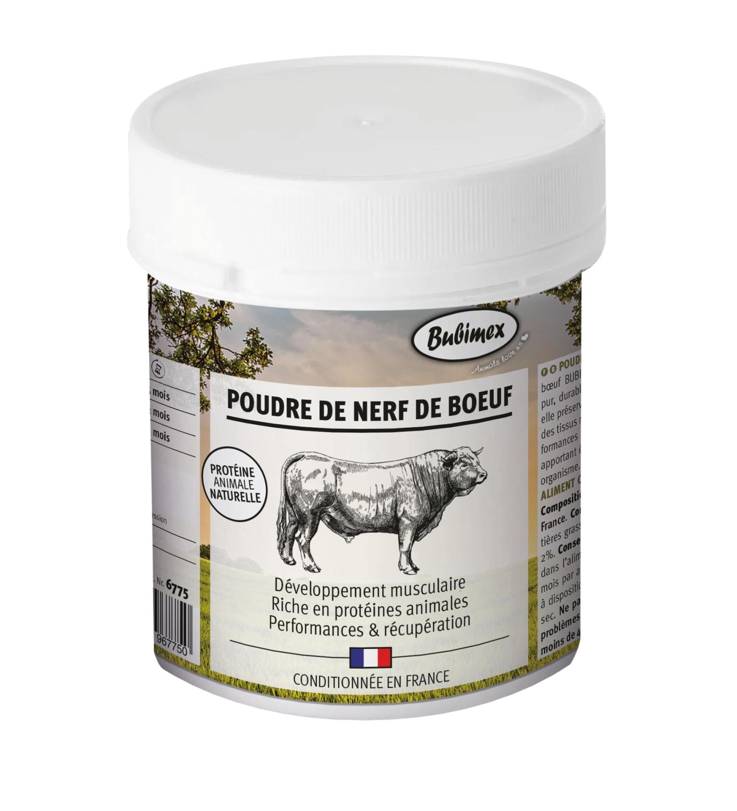 Bubimex - Beef Nerve Powder - 100% Natural Food Supplement for Dogs and Cats - Rich in Protein - Muscle Development Performance and Recovery - 400g