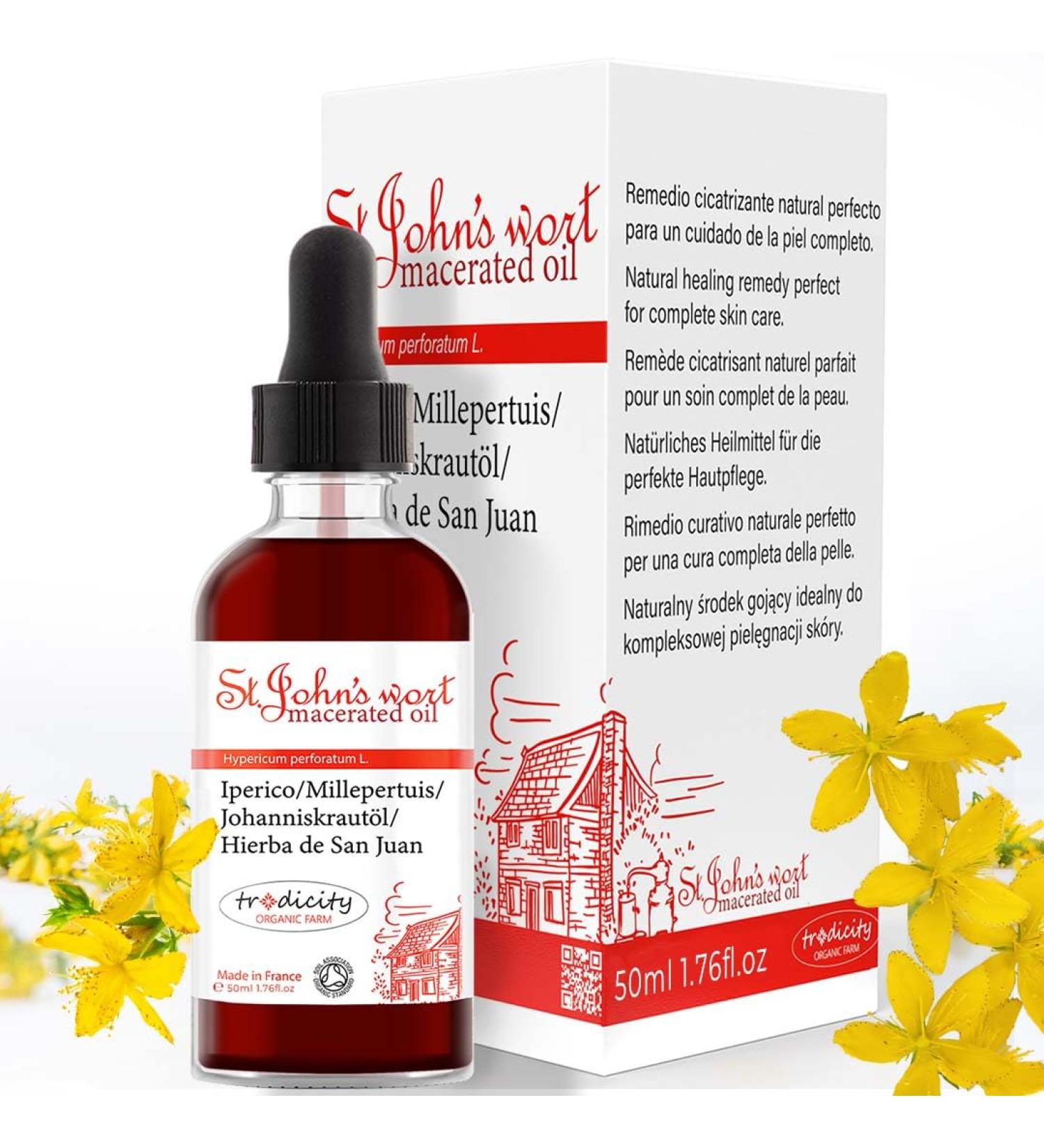 Strong Johanniskraut Oil - Premium Massage Oil for Skin Hair Cellulite & Stretch Marks - 50ml - Buy Online on GoSupps.com