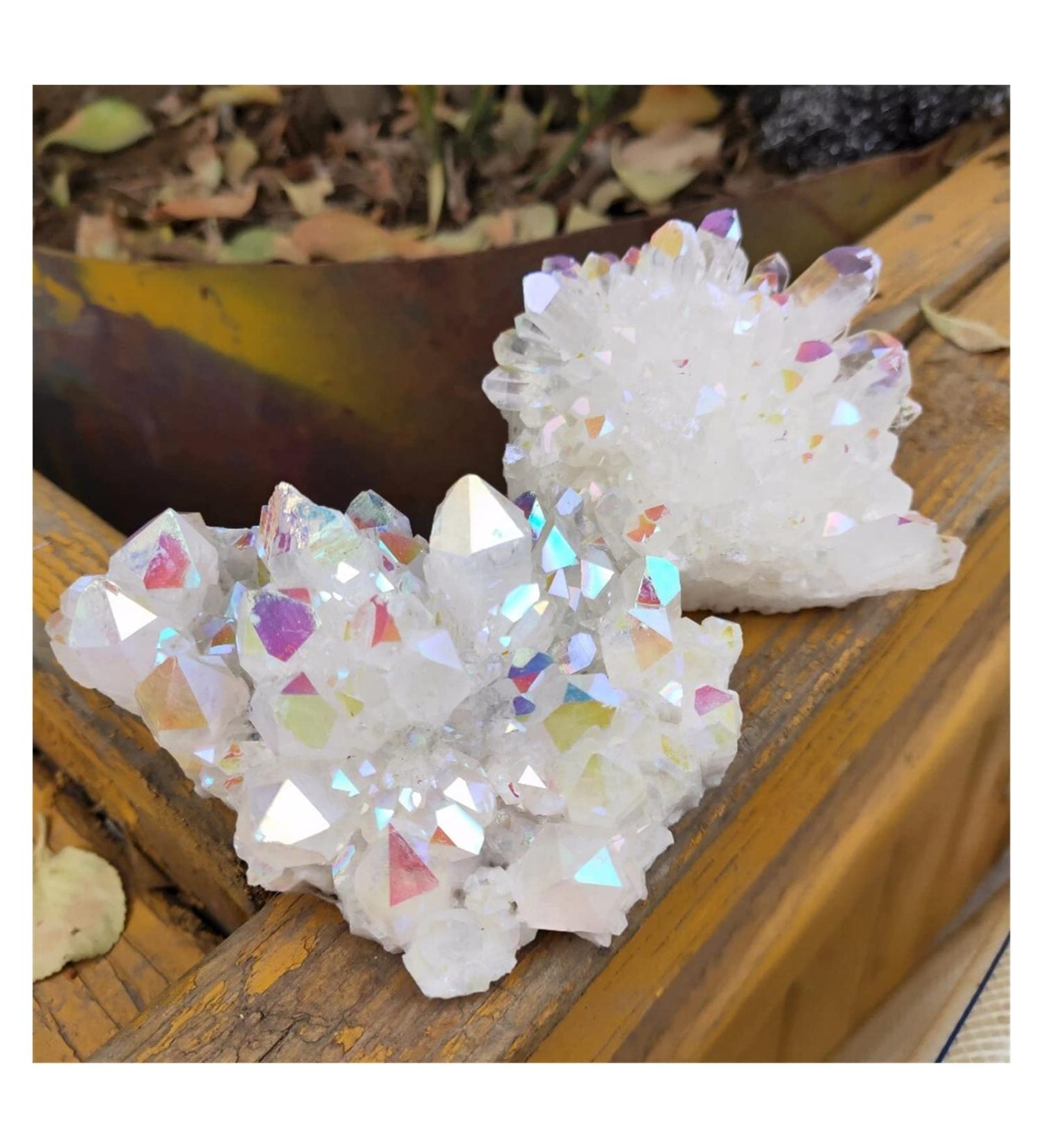 Crystal Cluster Natural Aura Angel Quartz Cluster Plating Gemstone Cluster fengshui Decoration Crystal - Buy Online on GoSupps.com
