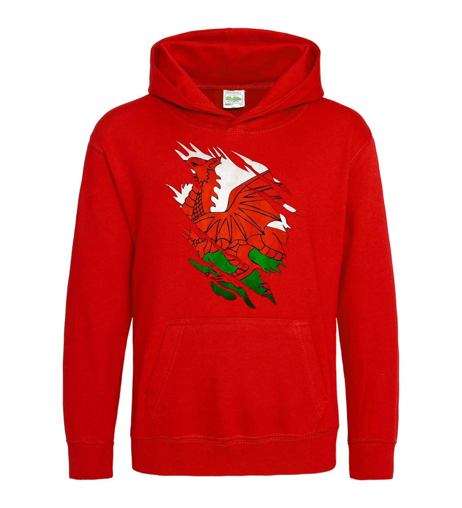 Wales Rugby Torn Baby Hoodie - Wales Flag Welsh Gift for Toddler | 5-6 Years Red - Buy Online on GoSupps.com