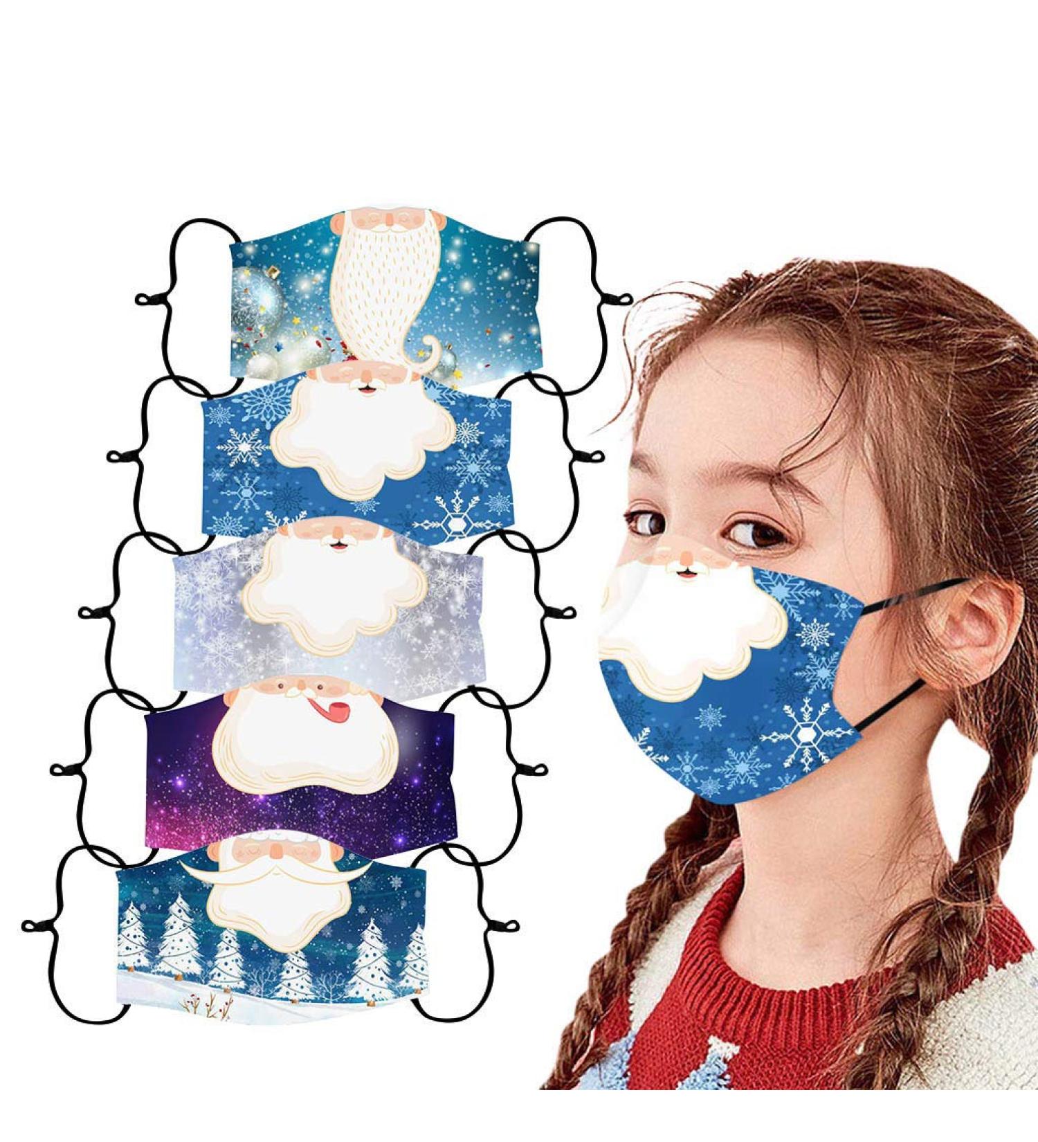 1/5/10PCS Children Christmas Adjustable Comfortable elastic earloop Washable Reusable Breathable with Filters Face_Mask - Buy Online on GoSupps.com