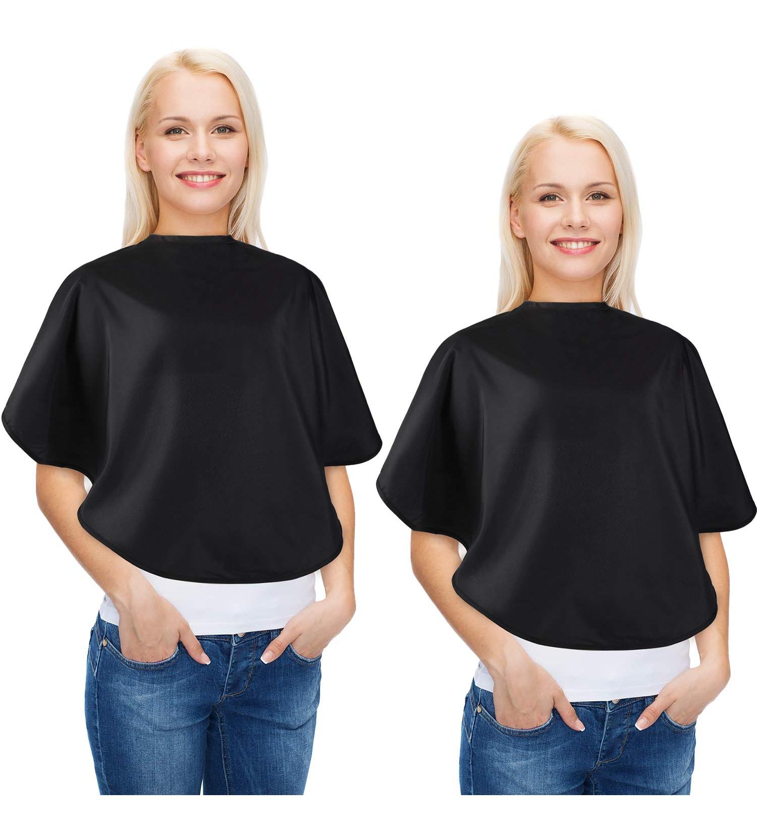 2 Pcs Waterproof Makeup & Hair Cape Set - Salon Barber Bib for Hair Dye & Styling in Black - Buy Online on GoSupps.com