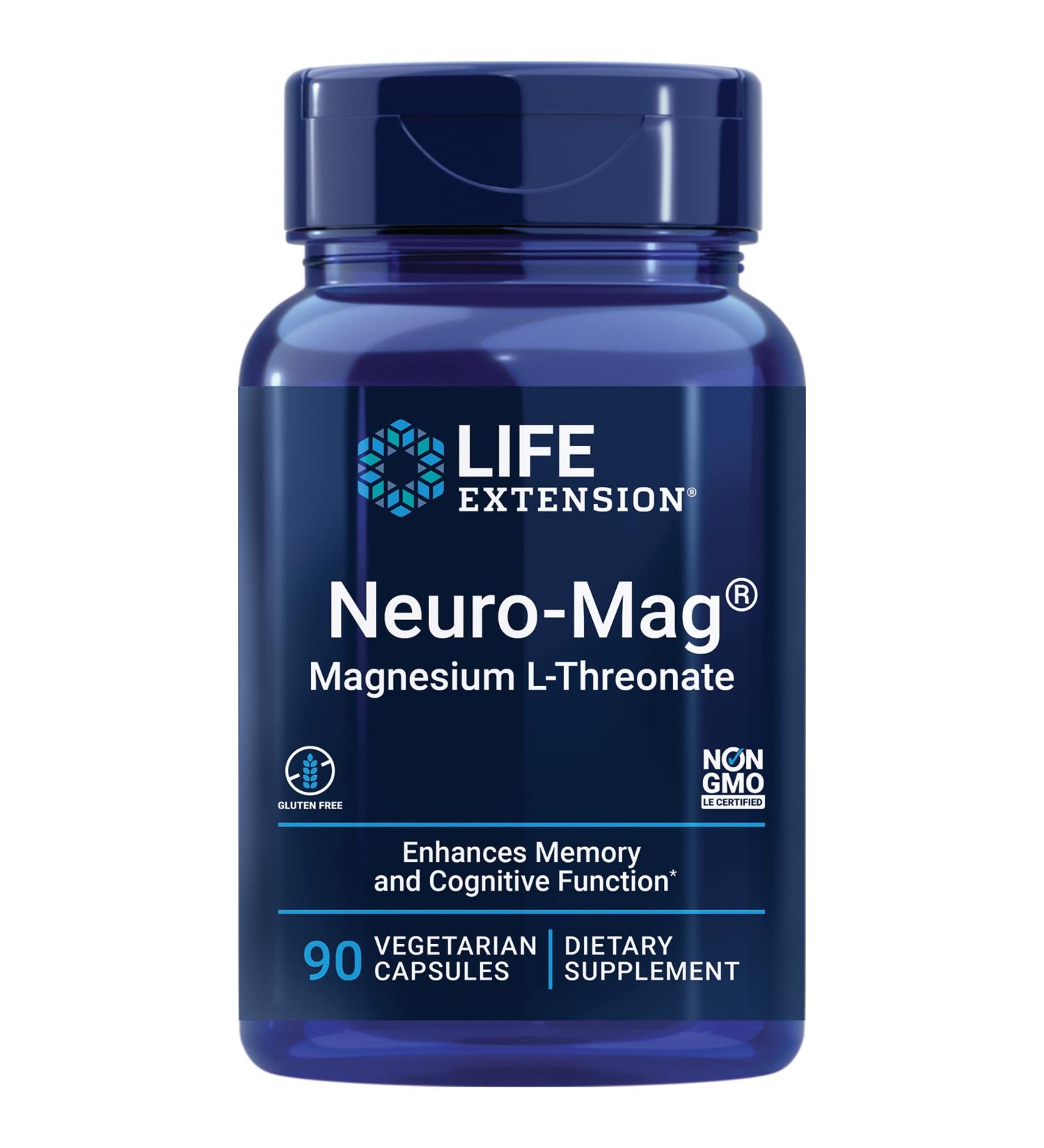 Life Extension Neuro-Mag Magnesium L-Threonate â€“ 90 Veg Capsules for Memory & Cognitive Boost â€“ Non-GMO & Gluten-Free - Buy Online on GoSupps.com