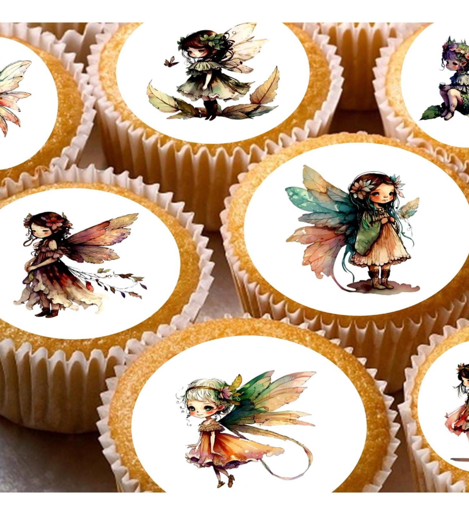 24 Fairies Watercolour Fairy edible PRE CUT style kids childrens party decorations Wafer Paper Cupcake Fairy Cake Toppers - Buy Online on GoSupps.com