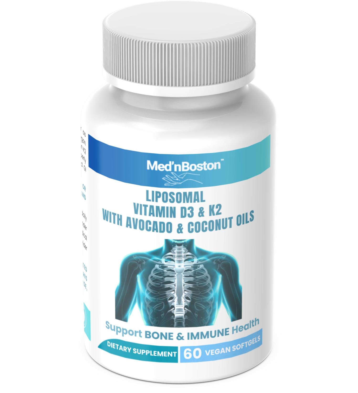 Med'nBoston Liposomal Vitamin D3 10 000 IU & K2 250 mcg - 60 Vegan Softgels - Buy Online on GoSupps.com