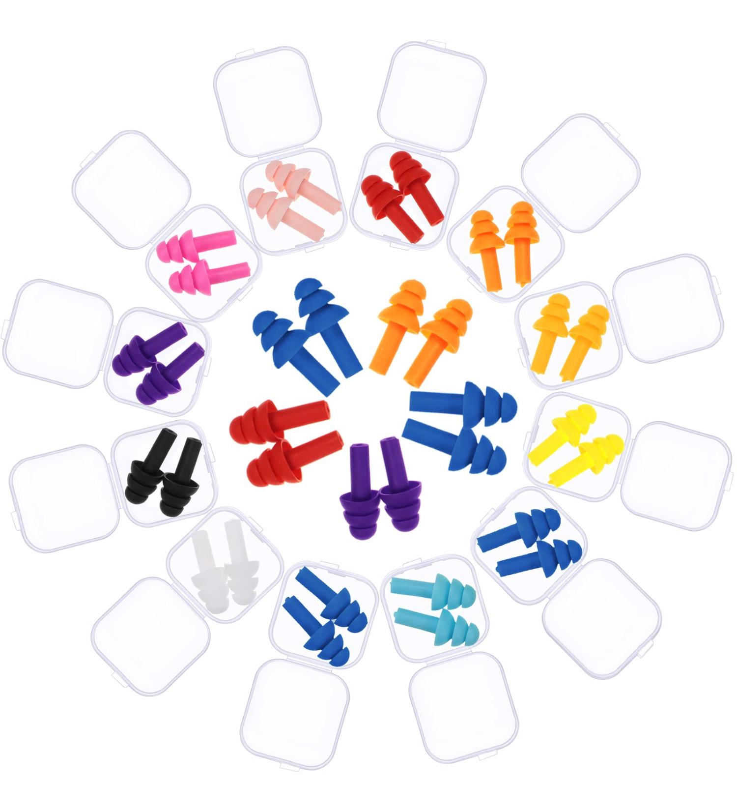 24 Pairs Waterproof Silicone Ear Plugs for Adults & Kids - Noise Reduction & Reusable Earplugs for Sleeping, Swimming, Concerts - Assorted Vivid Colors - Buy Online on GoSupps.com