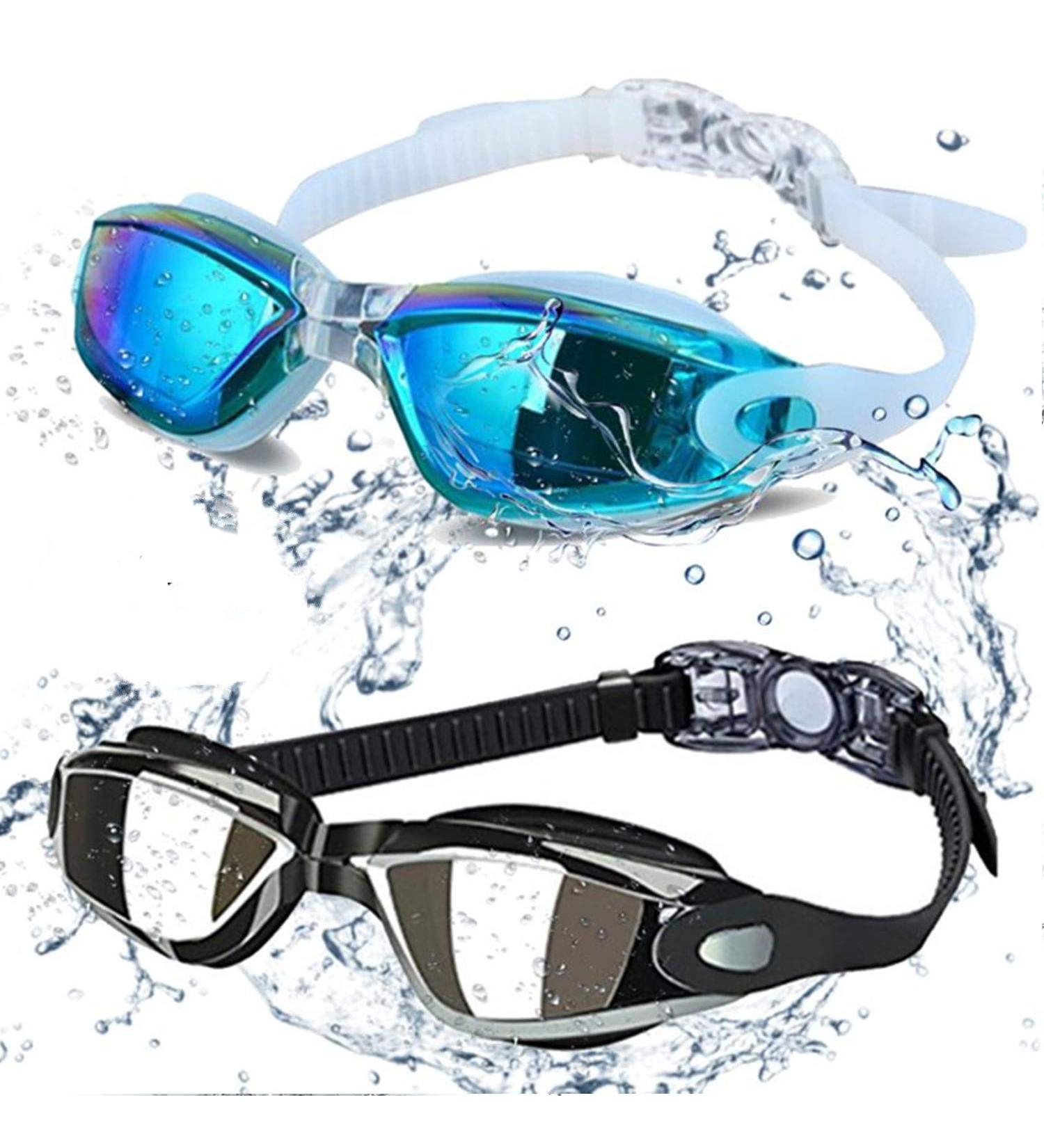 ALLPAIPAI Swim Goggles - Pack of 2 Professional Anti-Fog UV Protection Wide View Swimming Goggles for Women Men Kids - Buy Online on GoSupps.com