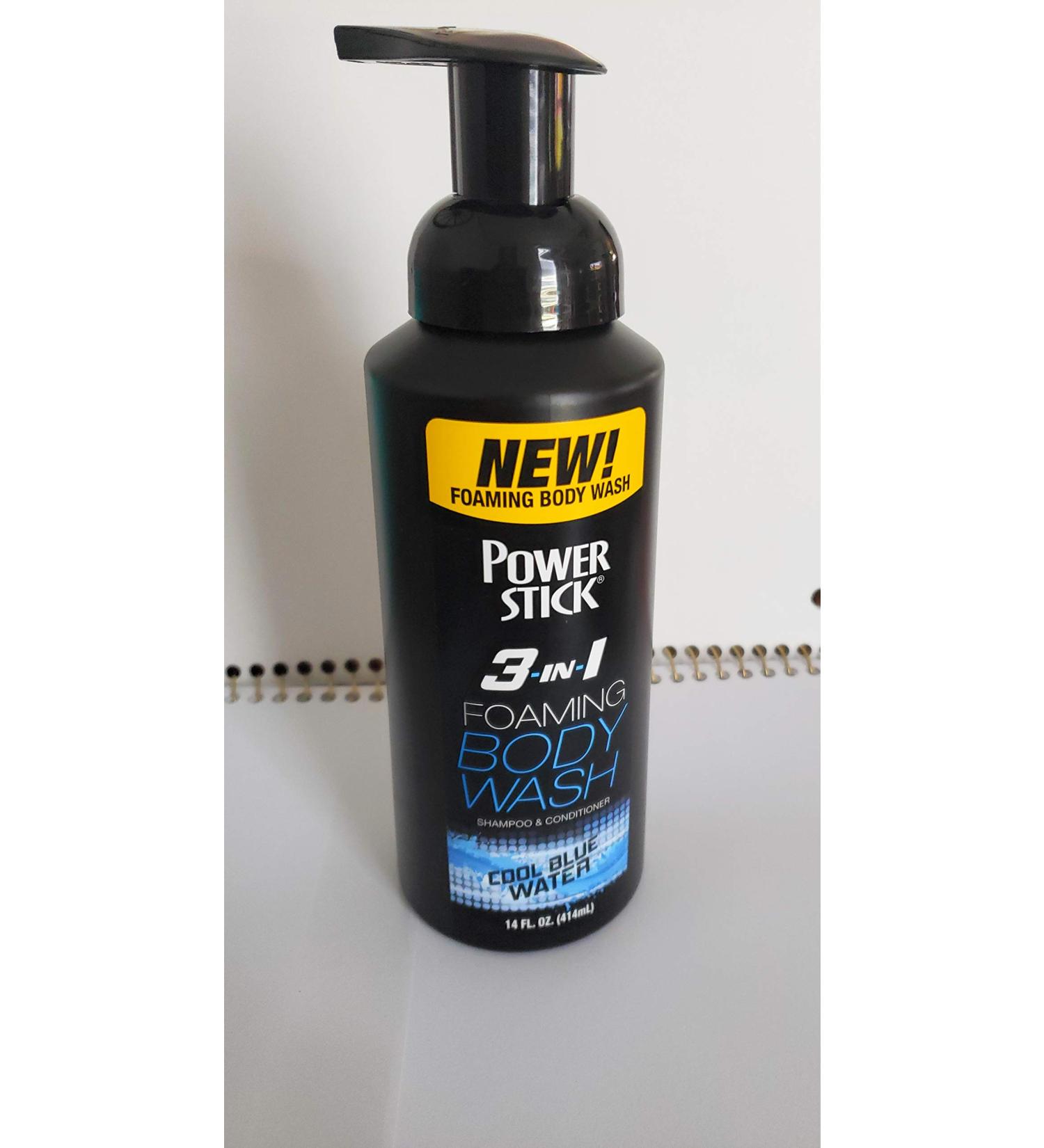 Set of 5 Mens Power Stick 3-in-1 Foaming Bodywash Shampoo and Conditioner