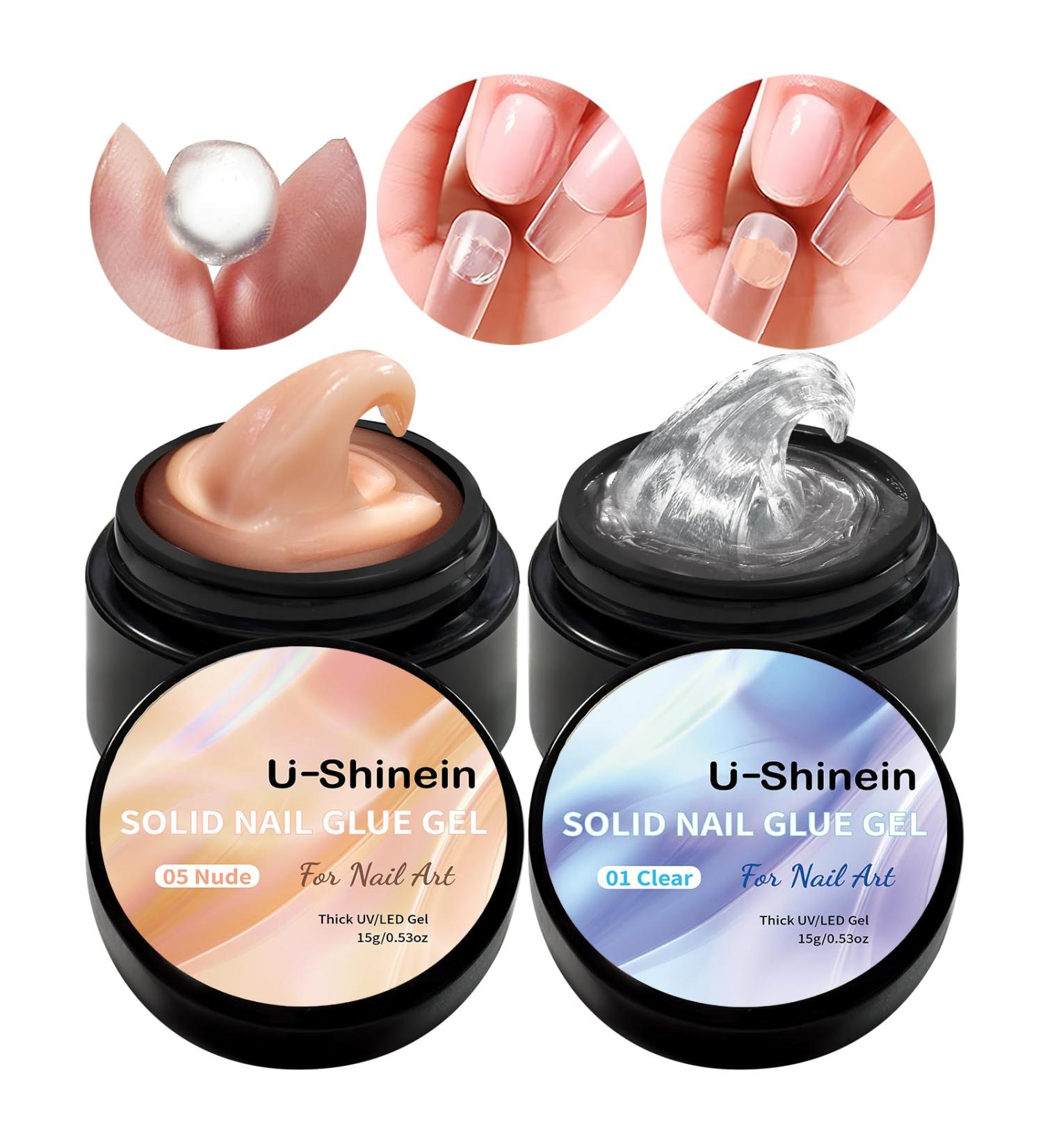 Buy U-shinein 2x15ml Solid Nail Glue Gel for Acrylic Nails | Press-On & Nail Art Adhesive | Apricot & Transparent - International Shipping - Buy Online on GoSupps.com