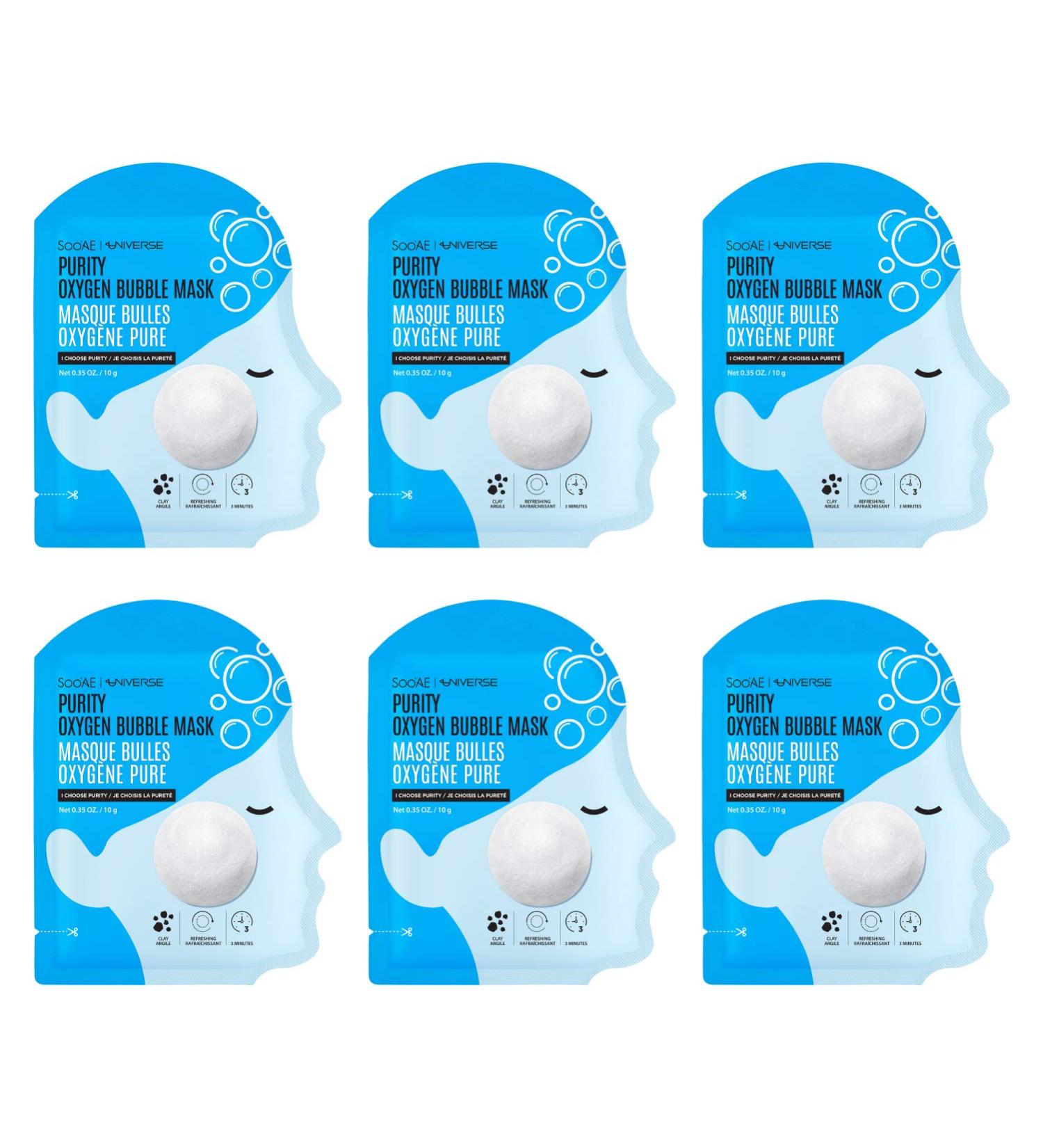 Soo AE Purity Oxygen Bubble Mask - 6 Count Deep Cleansing & Purifying Facial Mask for Radiant Skin - Buy Online on GoSupps.com