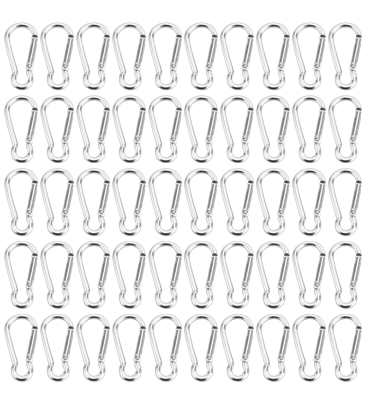 100 Mini Aluminum Carabiner Clips - D-Shaped Key Rings for Home & Hiking - Bulk Silver Keychains - Buy Online on GoSupps.com