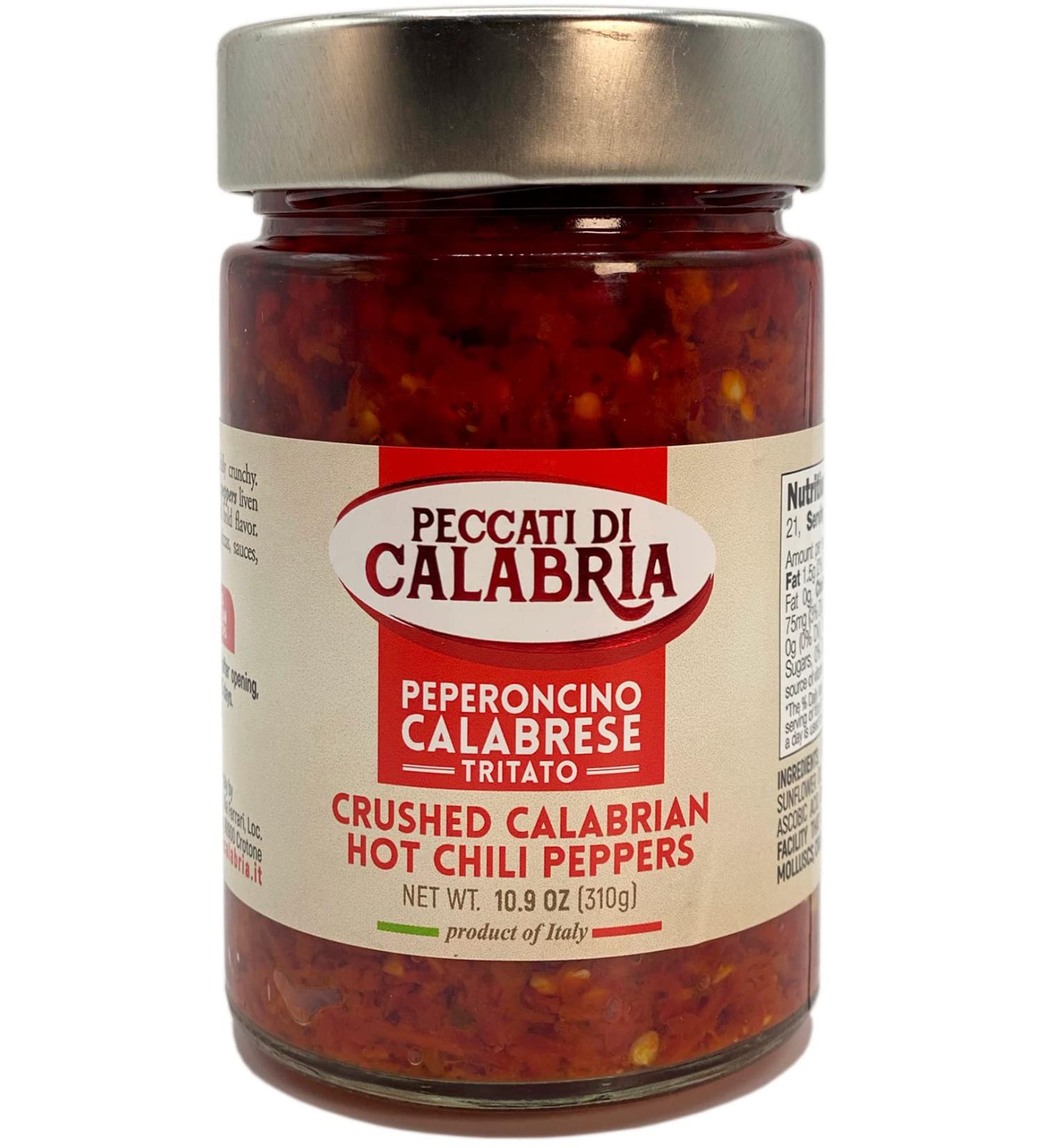 Hot Chilli Peppers Crushed 310g | Calabrian Chillies for Spicy sauce | Peccati di Calabria | Preserved in sunflower oil | Artisan Italian - Buy Online on GoSupps.com