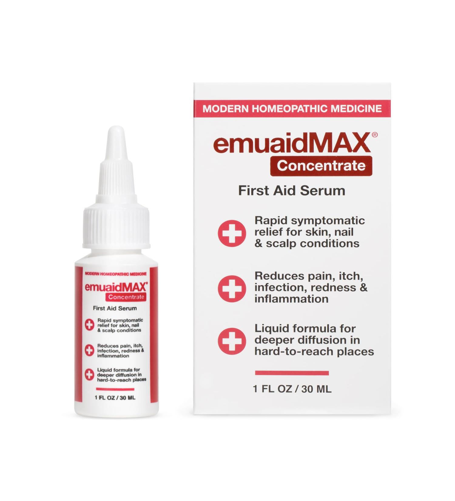 EMUAIDMAX Concentrate 1oz: First Aid Serum for Psoriasis, Eczema, Nail Fungus & More - Buy Online on GoSupps.com