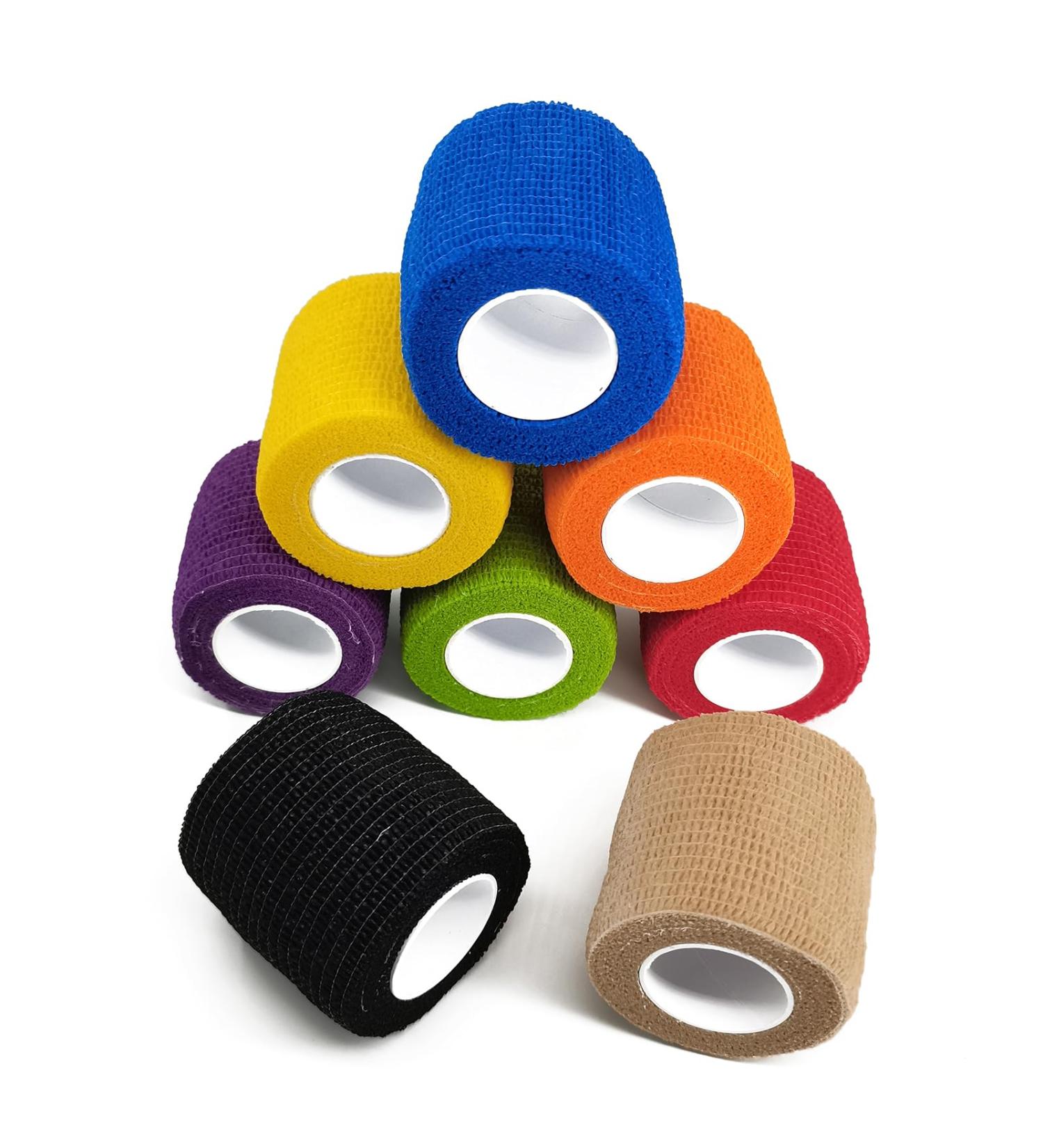 8 Roll Self-Adhering Bandage Tape - Multicolored Sports Adhesive for Finger Wrist & Ankle - 5cm x 4.5m - Buy Online on GoSupps.com