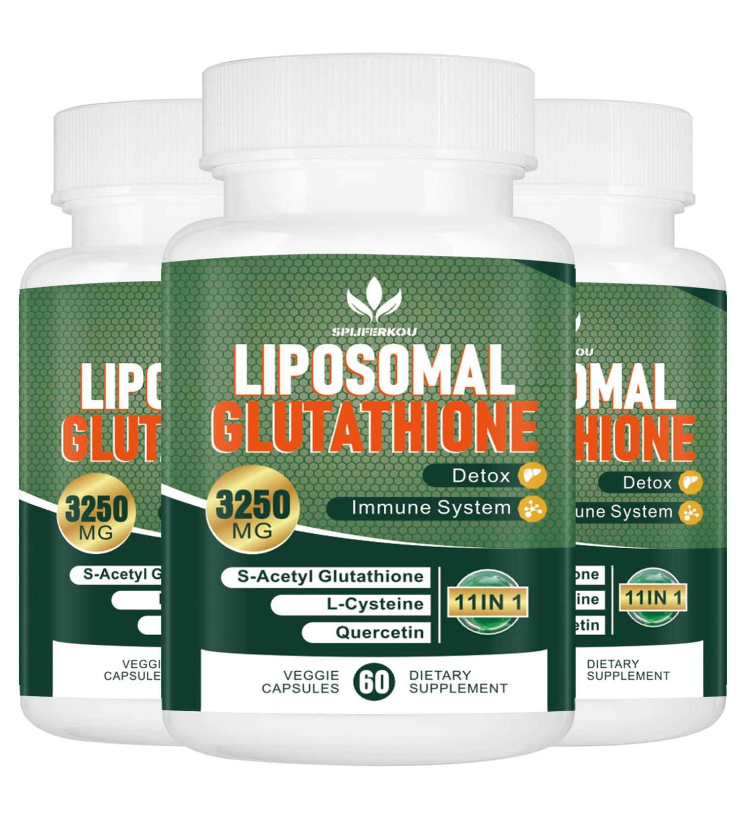 Buy 3250 MG Liposomal Glutathione Supplement - Antioxidant with Resveratrol & Quercetin Immune Support Gluten Free & Non-GMO 180 Capsules - Buy Online on GoSupps.com
