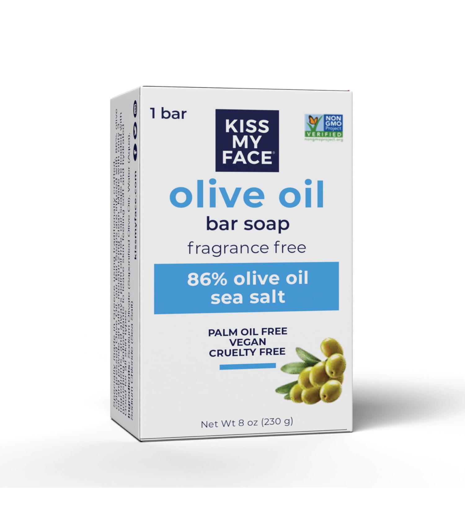 Kiss My Face Olive Oil Bar Soap - Fragrance Free Moisturizing Vegan & Cruelty Free 8oz - Natural & Palm Oil Free - Buy Online on GoSupps.com