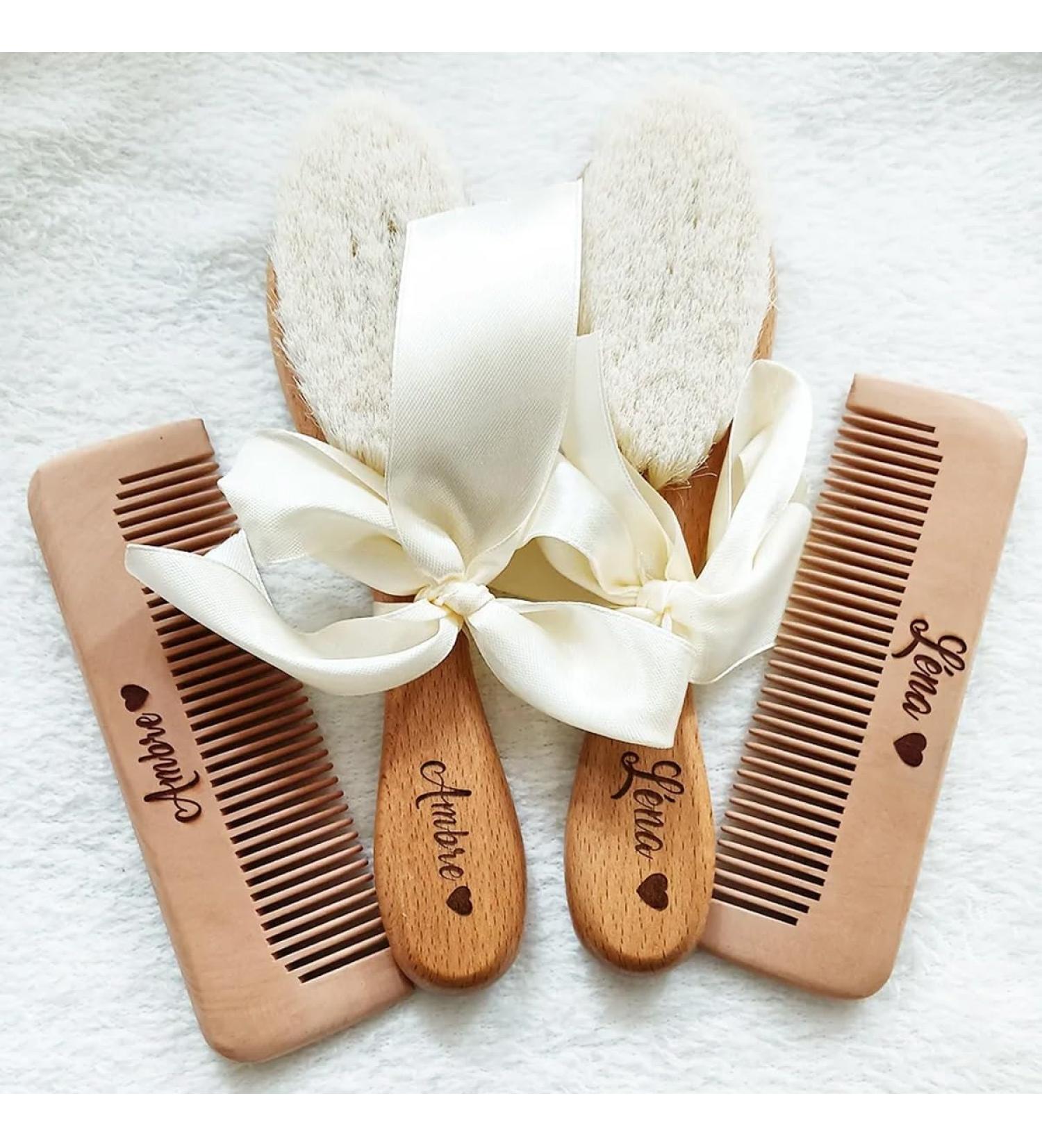 Personalized Baby Hair Brush Set | Engraved Infant Name | Soft Brush for Newborns | Ideal Gift for Baby Showers - Buy Online on GoSupps.com